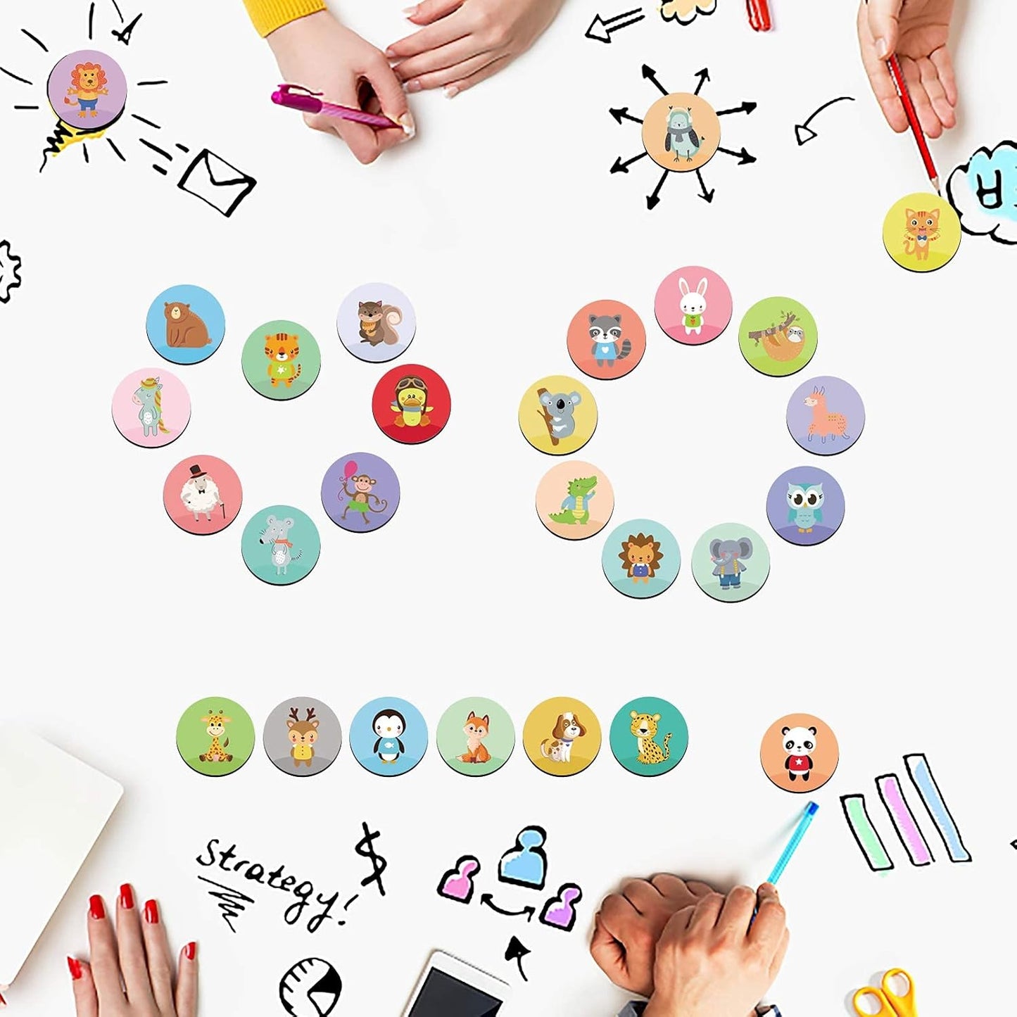 54PCS Animal Magnets for Refrigerator Decorative Fridge Lockers Magnets Cute Kitchen Iron Office Whiteboards Suitable for Adults