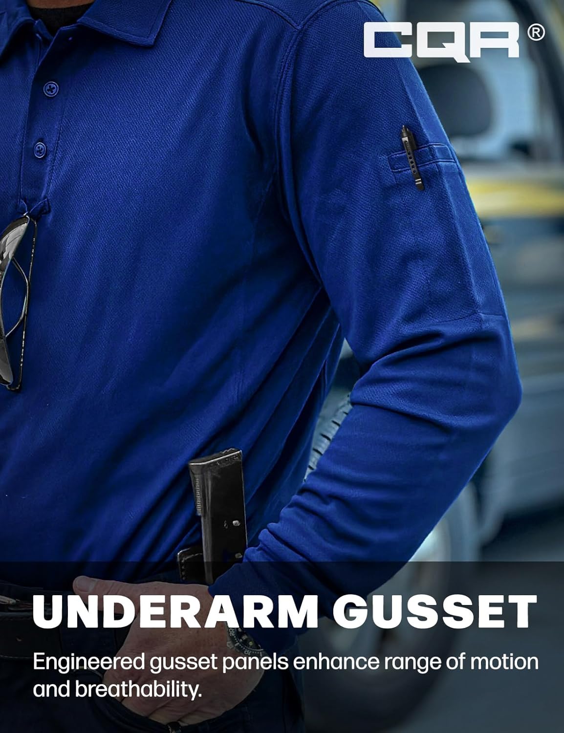 CQR Men's Polo Shirt, Long Sleeve Tactical Shirts, Outdoor UPF 50+ Pique Shirt, Dry Fit Lightweight Golf Shirts