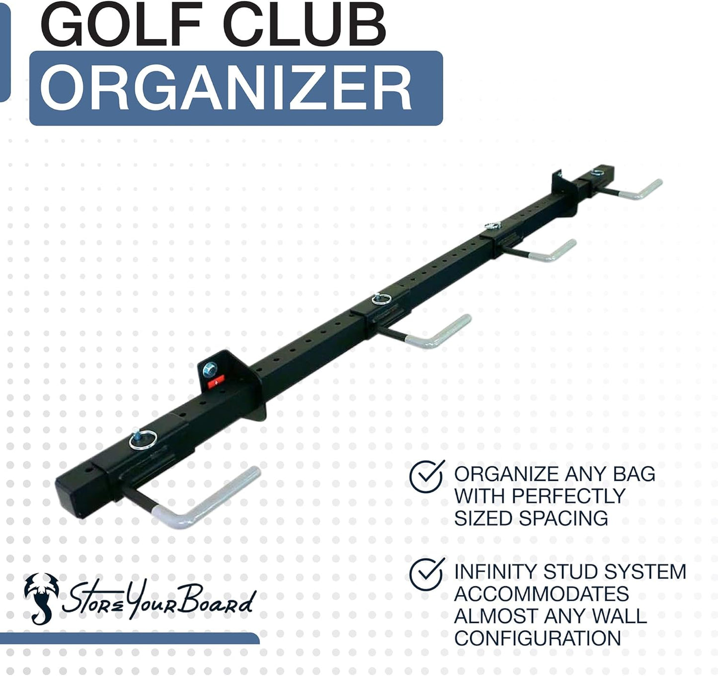 StoreYourBoard BLAT 4 Golf Bag Wall Mount | Home & Garage Storage Hooks | Golf Bag Holder | Heavy-Duty Wall Mount Organizer for Golf Bags & Accessories