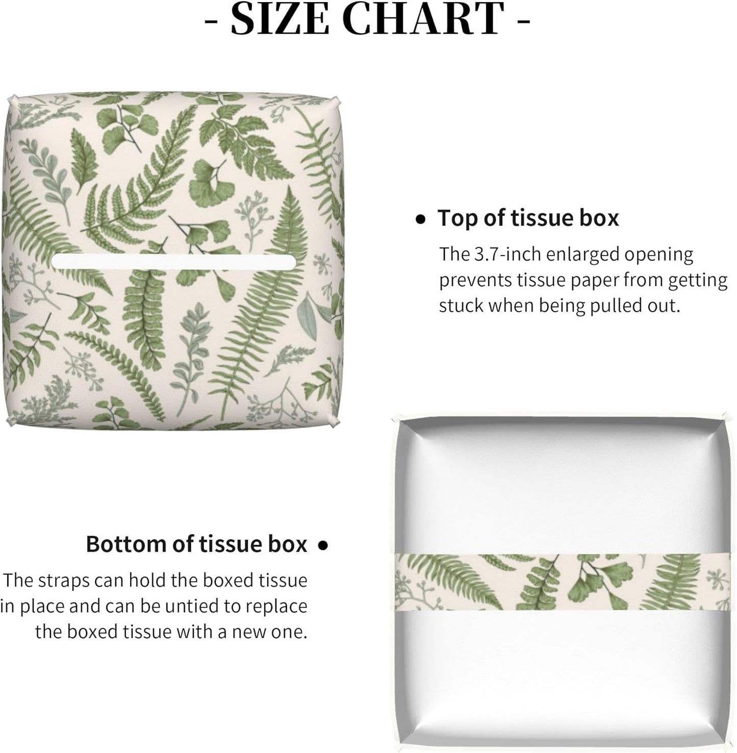 Tissue Box Holder Leaves and Herbs Tissue Box Cover Square Leather Tissue Holder Organizer Portable Decorative Facial Paper Case for Home Office Bathroom Vanity Countertop