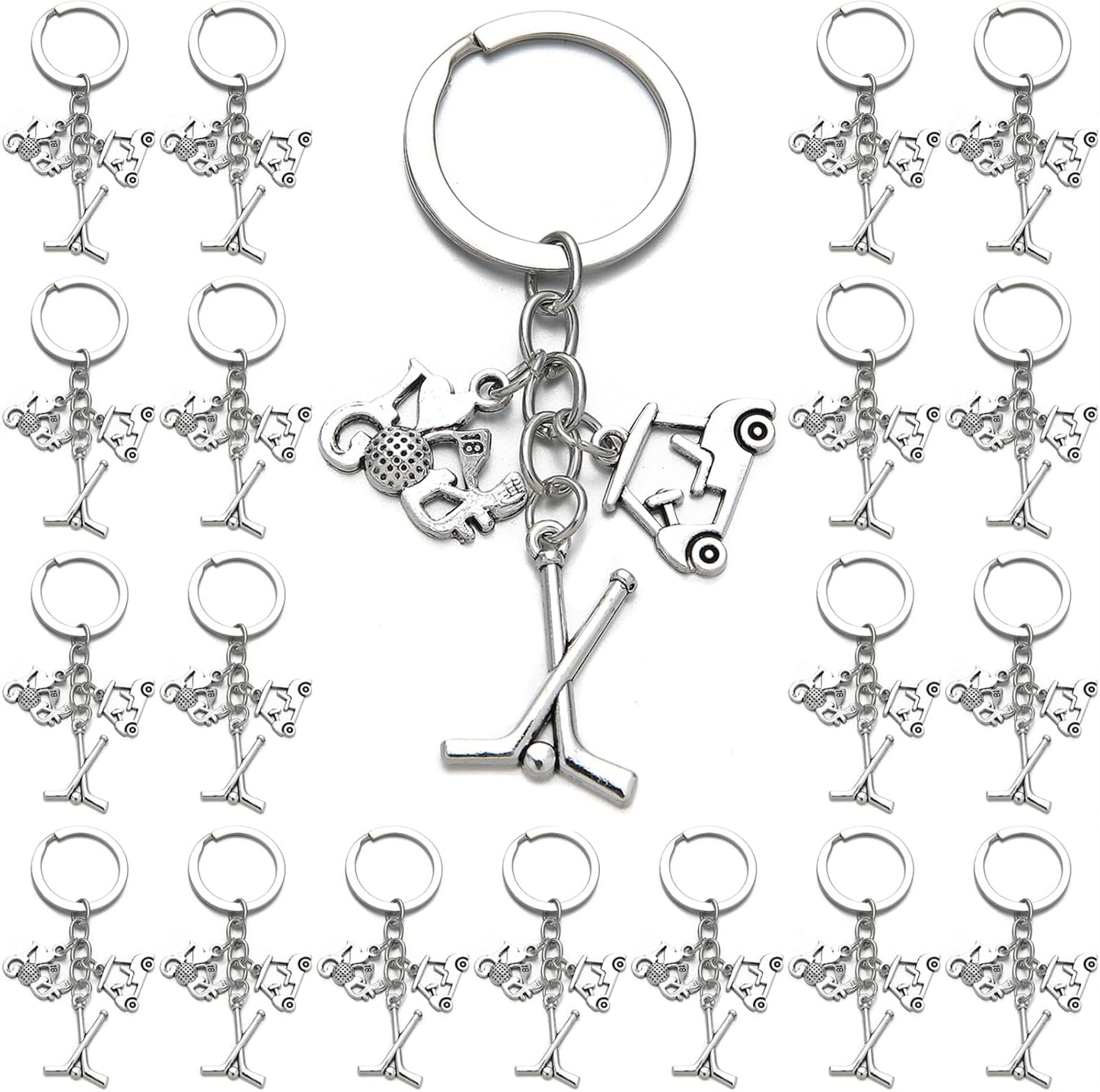 PHAETON 20PCS Golf Keychain Golf Club Keychains Ring Sports Keyring for Player Fans Coach Golf Team Gifts Golf Cart Charm Keychain Golf Player Gifts for Golf Lover Golf Club Golf Coach Gift