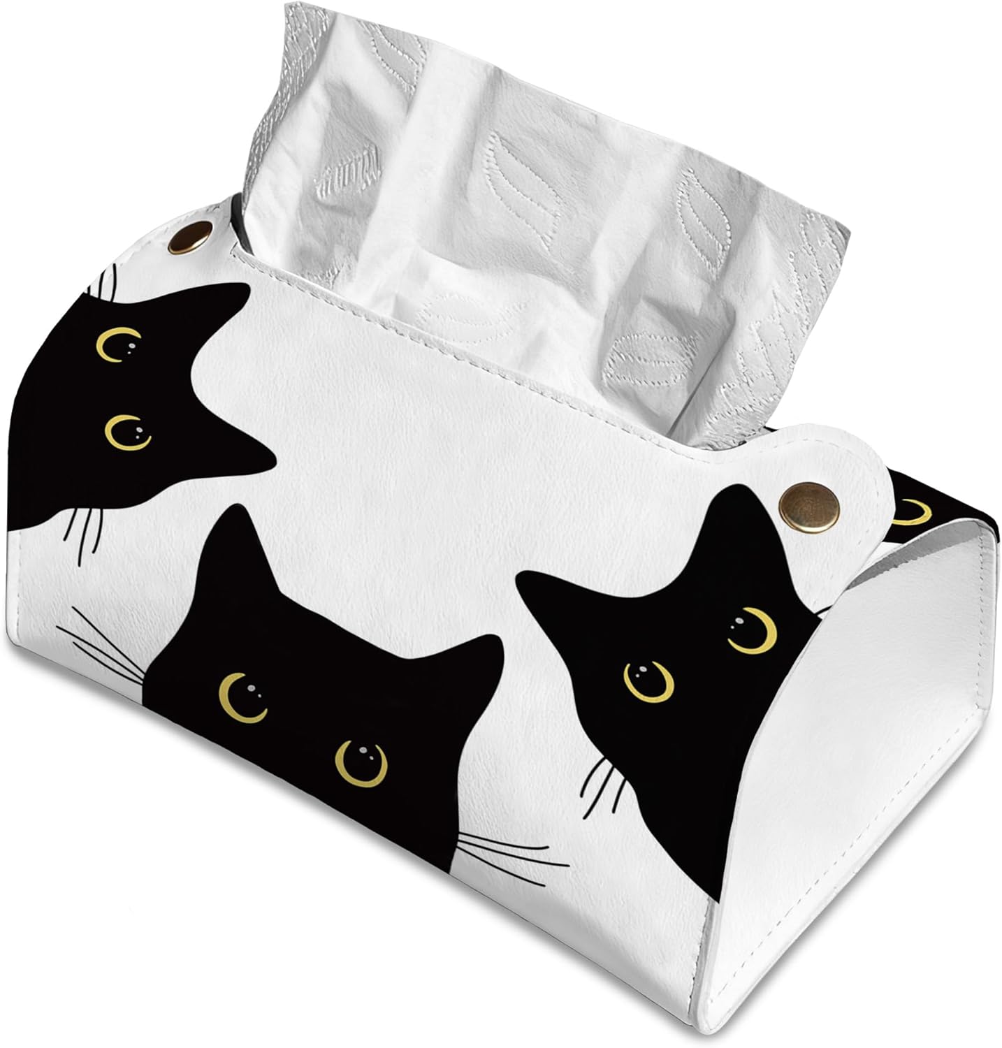 Black Cat Tissue Box Cover Holder – Rectangular Tissue Organizer, Decorative Napkin Box Case for Home, Office & Car