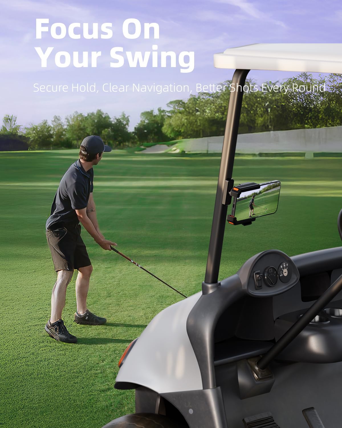 TODI Magnetic Golf Cart Phone Holder – Golf Cart Accessory for Men, Dad, Grandpa, Compatible with MagSafe iPhone 16 15 14 13 12 Pro/Max/Plus, Fits EZGO Club Car Yamaha Icon