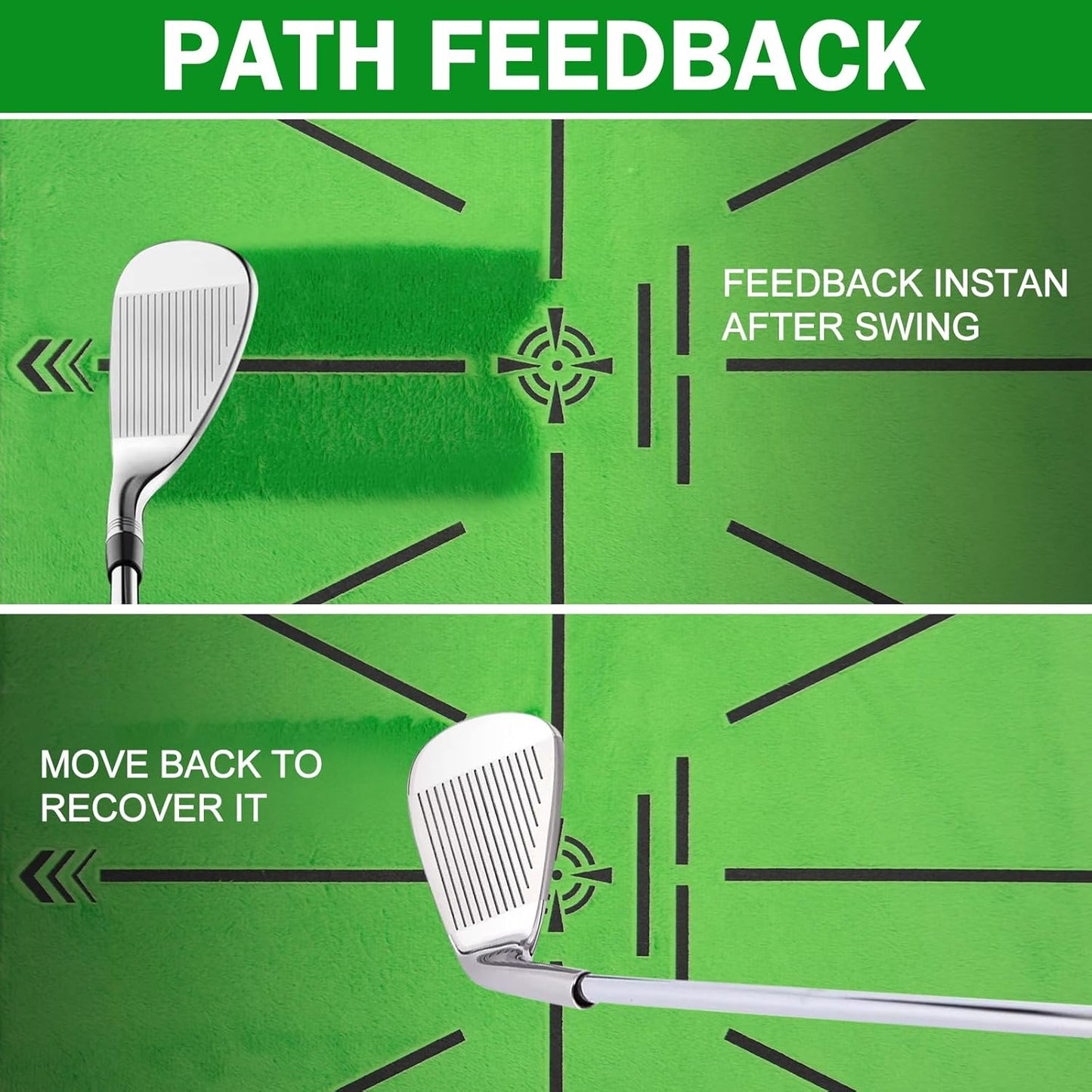 MONOJOY Golf Hitting Mats with Golf Tees Practice Indoor 3 Pcs Replaceable Outdoor Golf Putting Chipping 16"x12" Artificial Dual Turf Training Mats Velvet Practice with No-Slip Heavy Duty Rubber Base