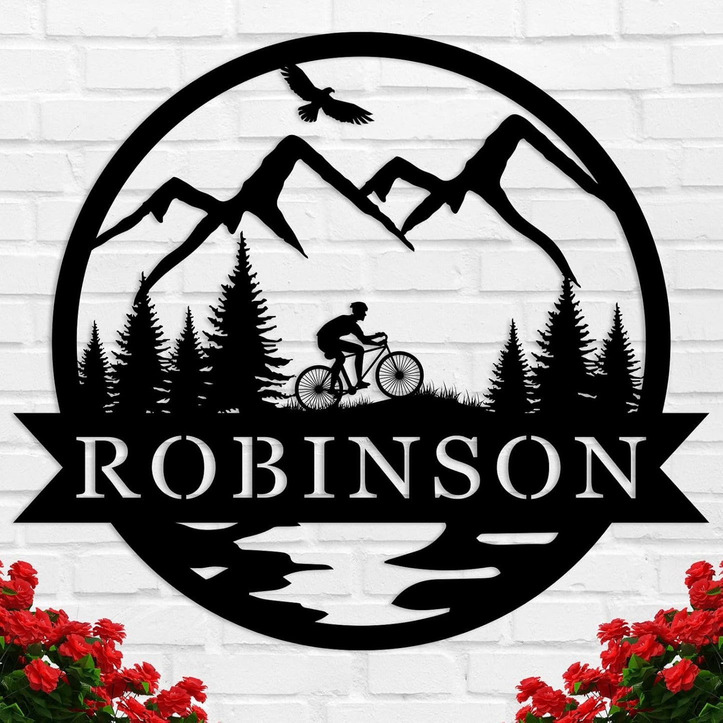 Personalized Mountain Biking Metal Sign, Custom Metal Bike Wall Art, Mountain Bike Gift, Custom Sign for Cabin, Lake House, Vacation Home