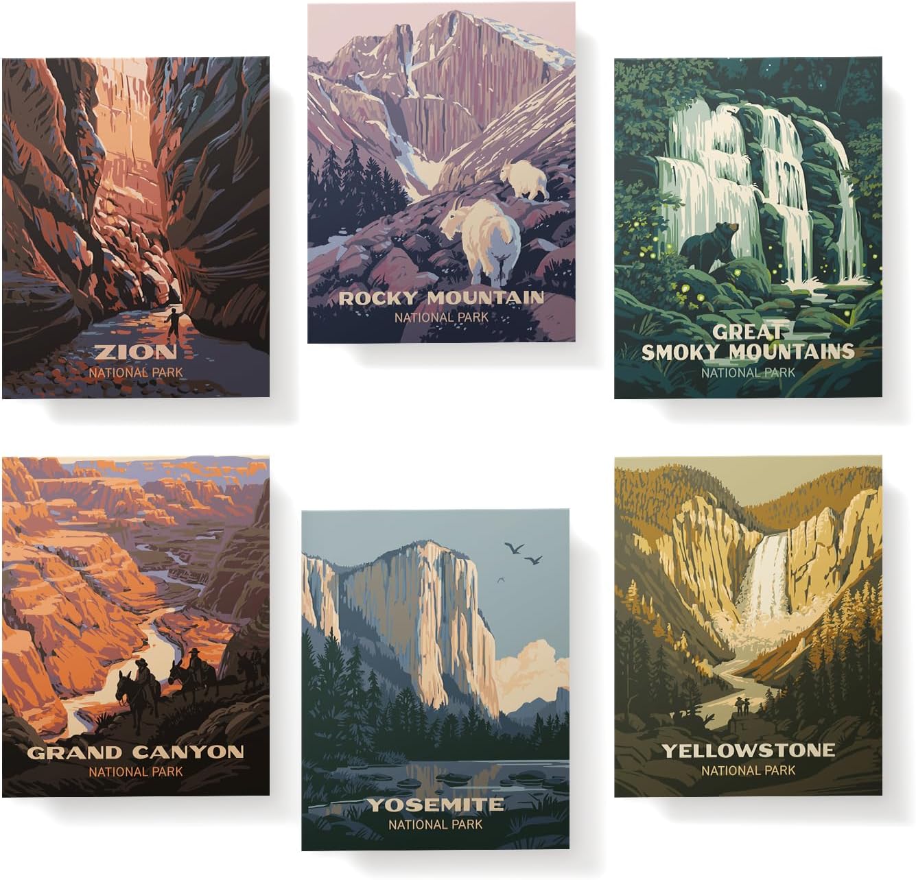 Twigs Paper - Assorted Vintage National Parks Greeting Cards - Stationery Cards with Envelopes - Thank You and Blank Note Cards - Greeting Cards for All Occasions - Made in USA (5.5 x 4.25,Set of 12)