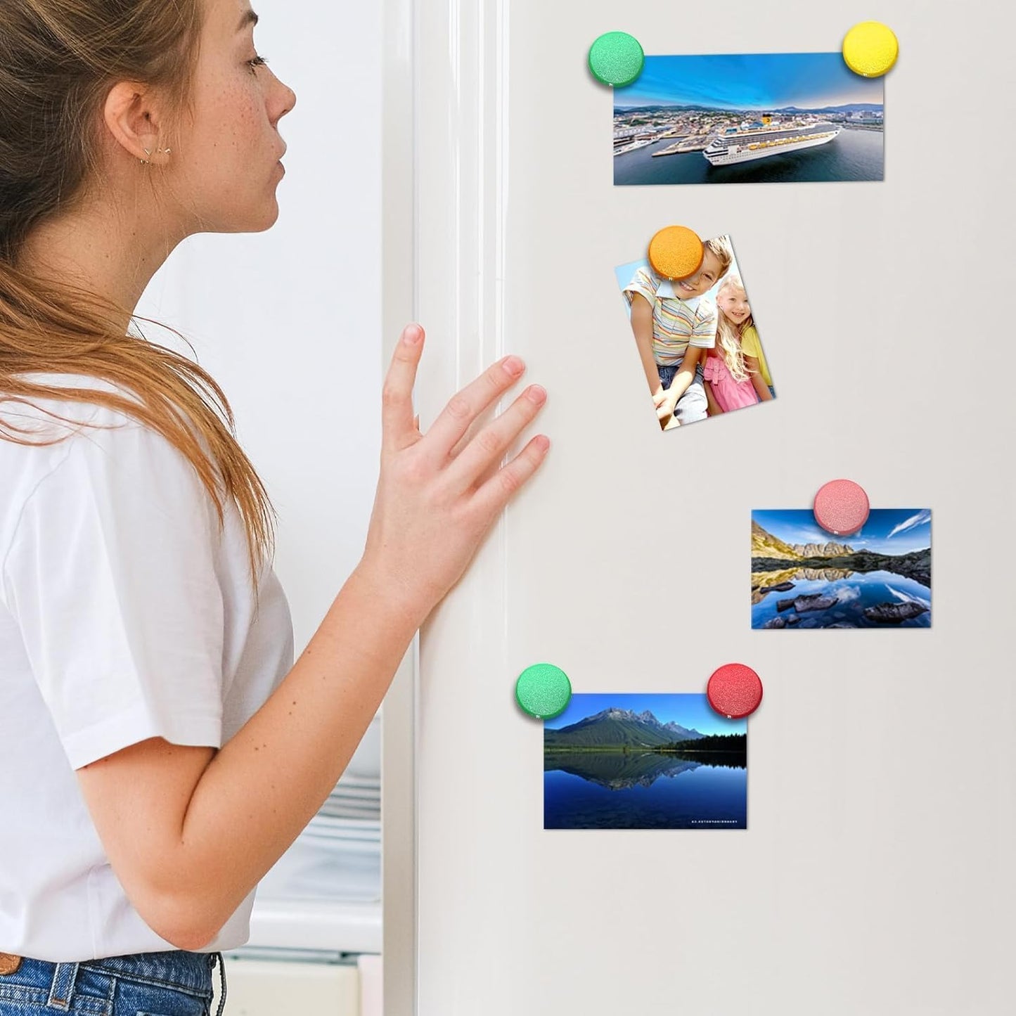 Qualsen Fridge Magnets, 20pcs Small Refrigerator Magnets for Whiteboard, Kids, Mini Cute Magnets for Locker, White Board, Kitchen, Office, Classroom (Green Tones)