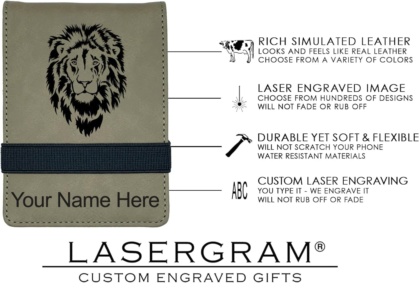 LaserGram Mini Padfolio with Notepad and Pen, Golfer Golfing, Personalized Engraving Included (Light Brown)