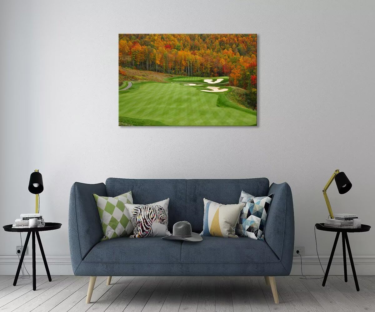 Sequoyah North Carolina Mountains Golf Course Wall Art for Living Room Bedroom Bathroom Home Decorations North Carolina Golf Course Picture Poster Canvas Prints Framed Ready to Hang(18''H x 24''W)