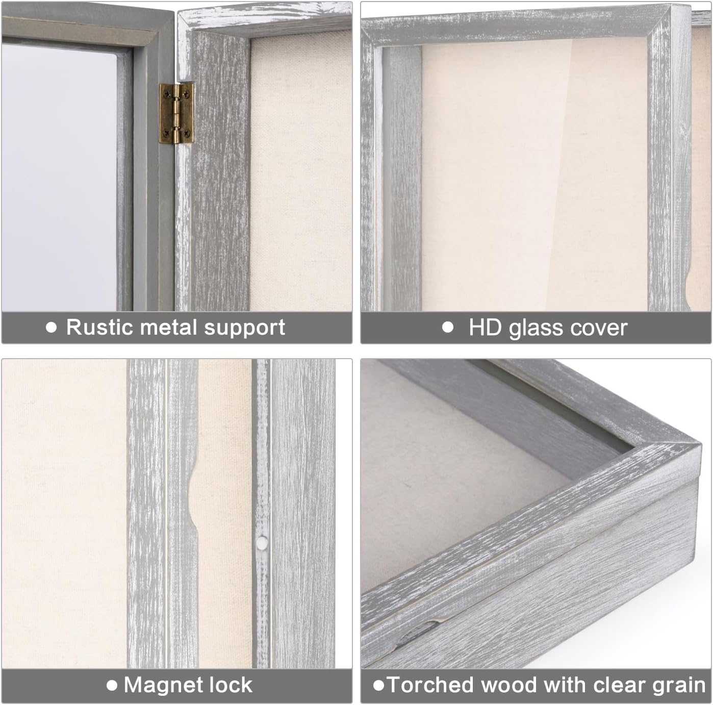 Love-KANKEI Shadow Box Display Case 11x14 Shadow Box Picture Frame with Linen Back Memorabilia Awards Medals Photos Memory Box Gift Rustic Grey