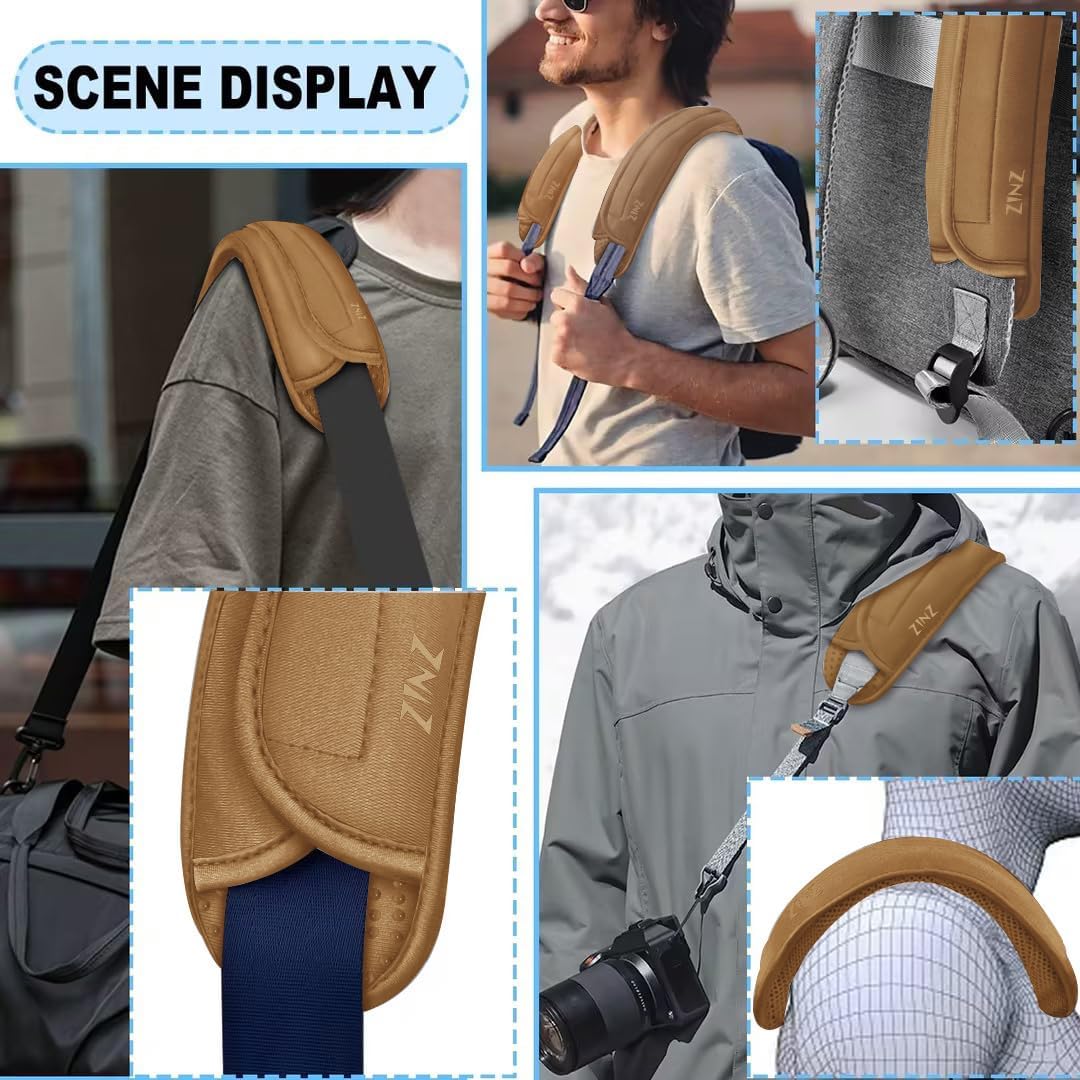 ZINZ 2-Pack Universal Shoulder Pad with Ultra thick Cushion for Bag Luggage Bag Crossbody, Plus Long & Anti-Slip & Breathable,Khaki
