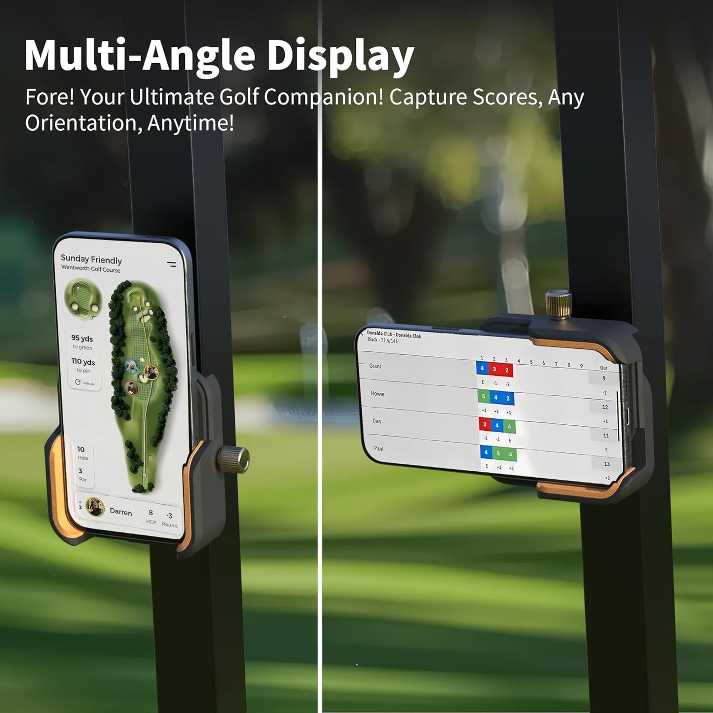 【2025 Upgraded】Full Metal Magnetic Golf Cart Phone Holder – Premium Golf Gift for Men, Compatible with EZGO, Club Car, Yamaha | Strong N52 Magnets | 360° Rotation | Works with iPhone, Samsung& More