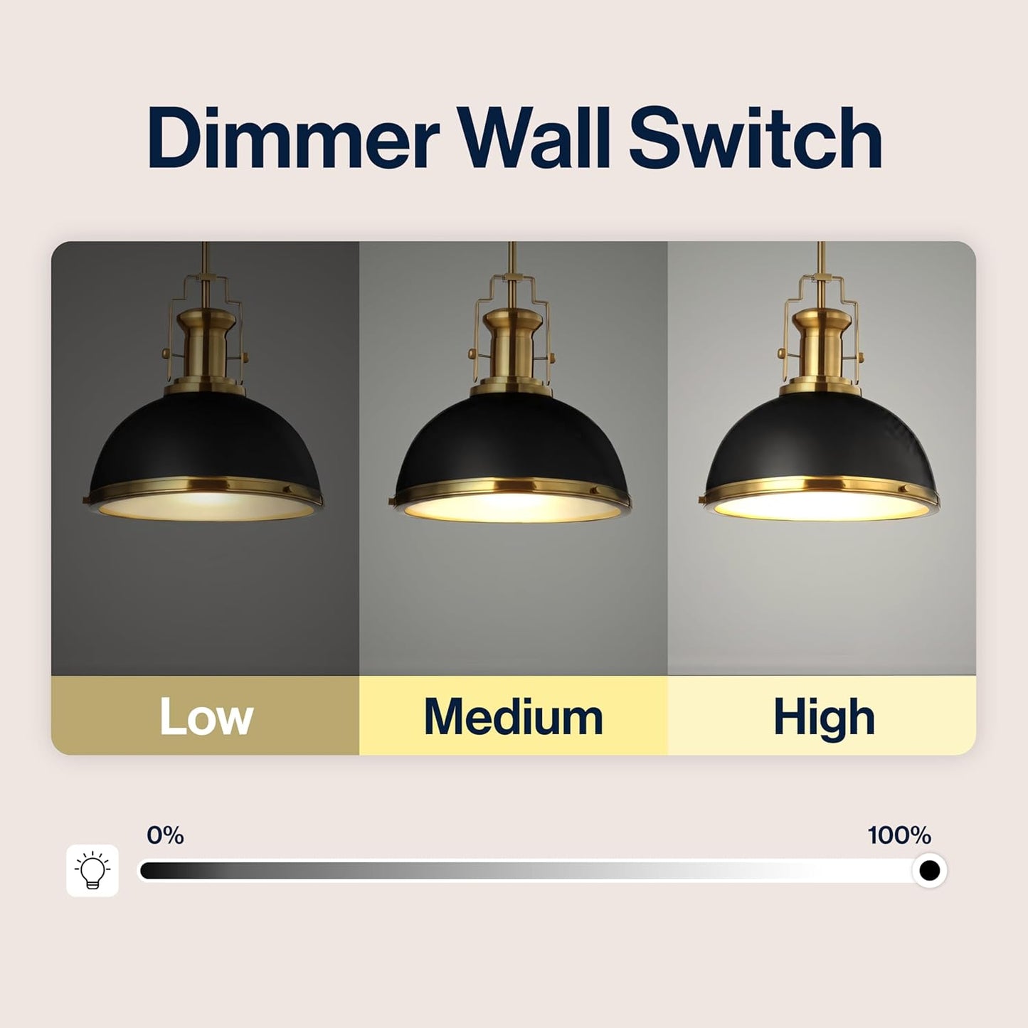 JONATHAN Y JYL9536A Homer 13" 1-Light Modern Industrial Iron LED Dome Pendant, Classic, Cottage, Farmhouse, Industrial, Rustic, Transitional, Office, Living Room, Kitchen, Foyer, Black/Brass Gold