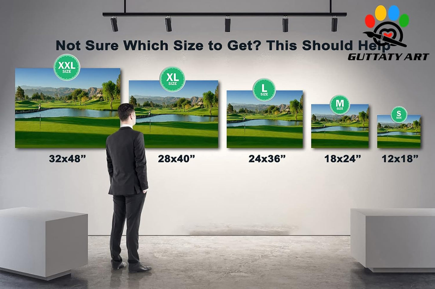 Golf Wall Art, Palm Springs Golf Course Canvas Picture for Living Room Wall Decor, Golf Sports Poster Prints for Gym Home Decoration, Framed Artwork for Office Bathroom Ready to Hang 24x36 Inches