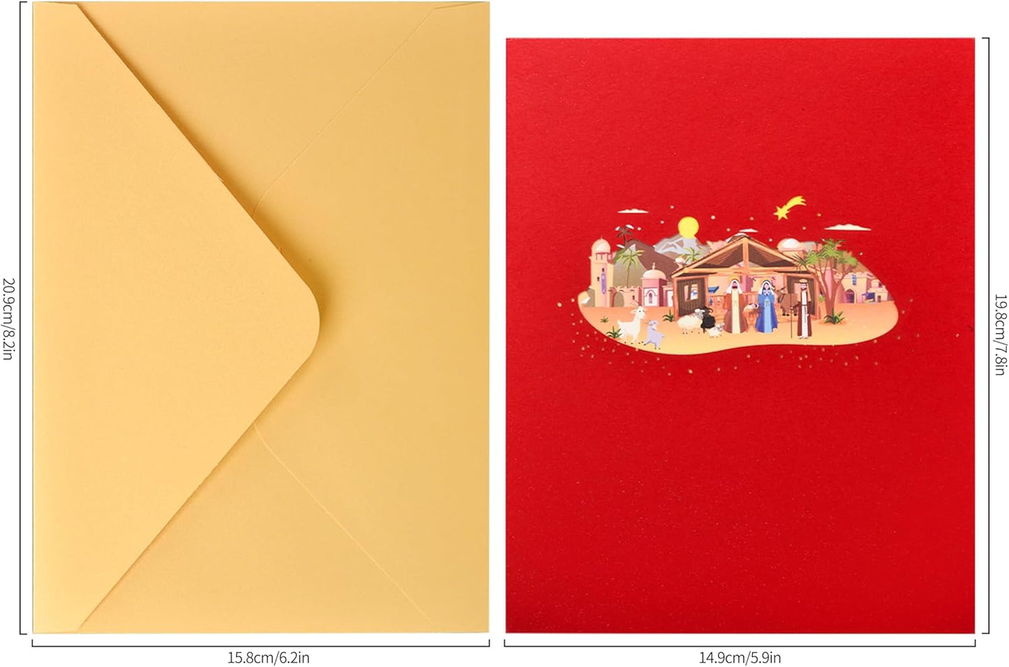 3D pop-up greeting card, hollowed out paper carving design,3D Desert Town Greeting Card - Sand Dune Town 3D Card Exotic Theme Paper Card suitable for sending greeting cards to him/her on special holidays - with envelope and blank label(Desert Town)