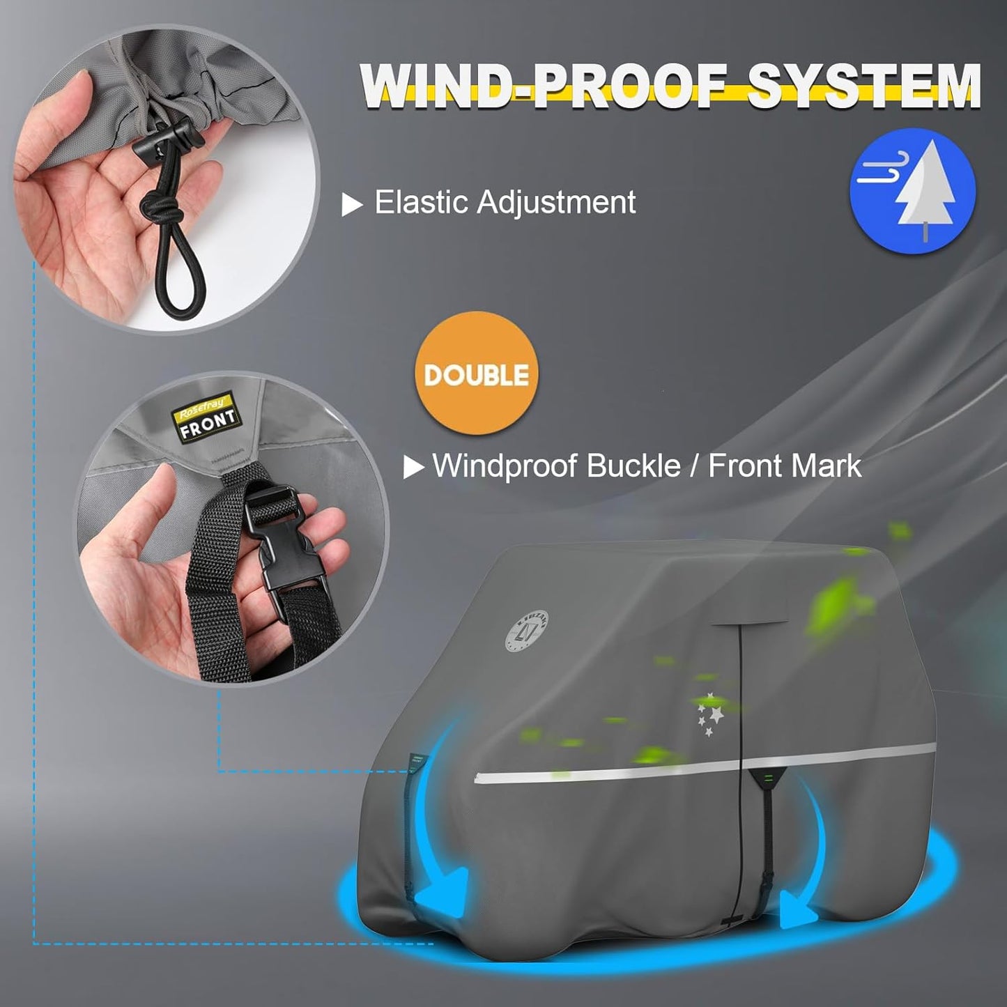 Waterproof Golf Cart Cover, Heavy Duty Marine Grade Fabric, Universal Fits for Most Brand 2/2+2/4+2 Passengers Yamaha, Honda, Club Car, EZGO Golf Cart