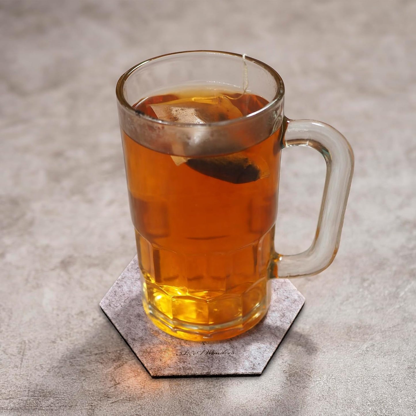 A&A Wonders Premium Felt Coasters for Drink, Two-Tone Reversible, Absorbent Felt Protects Furniture, Table, Anti Slip, Suitable for Drinks & All Table Types (Light Gray/Dark Gray, Hexagon 6 Pack)