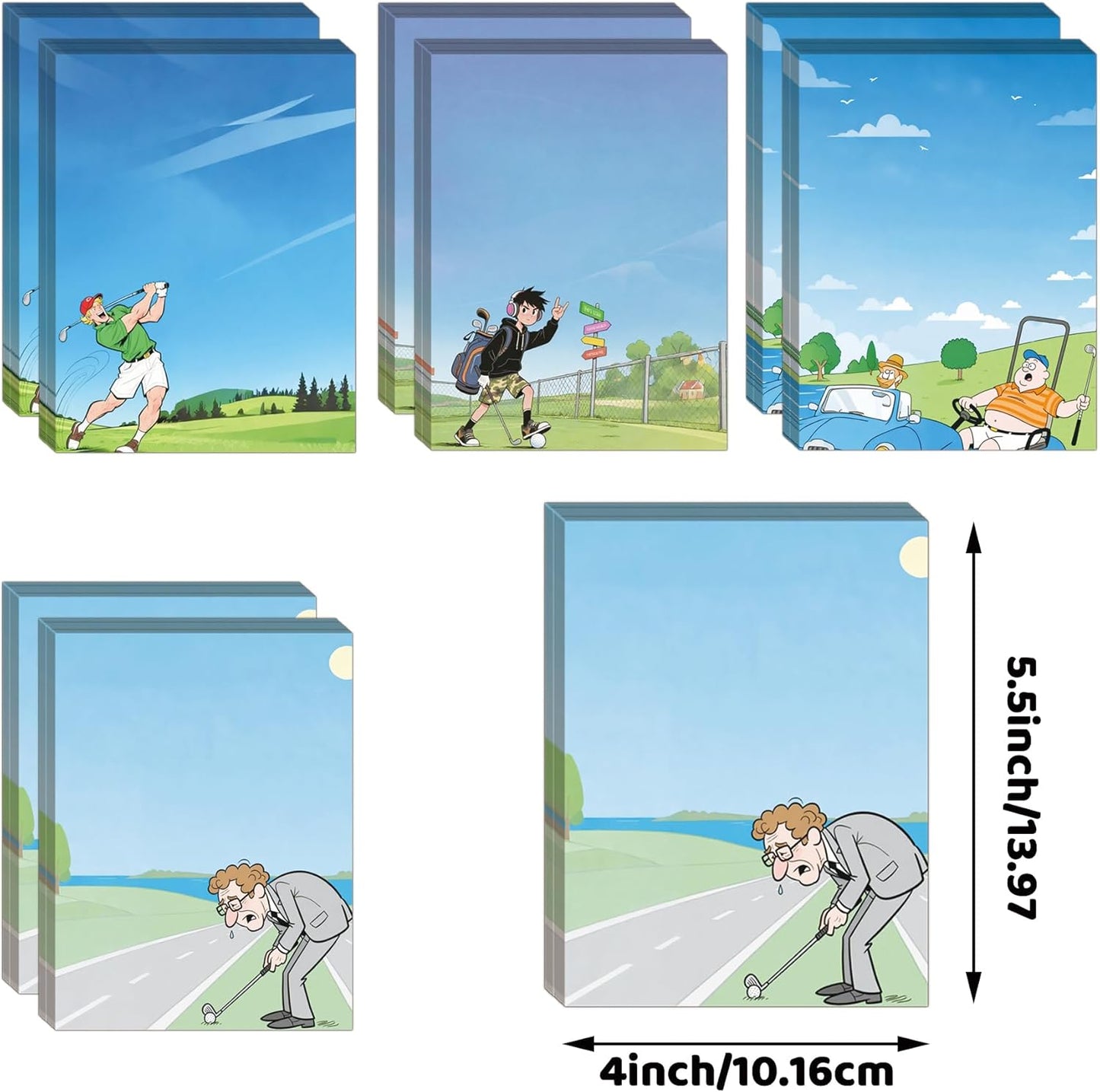 8 Set Funny Golf Theme Memoer Notepads 4 x 5.5 inch Easy Sticky Note to Do List Office Supplies for Golf Themed Events Desk Use
