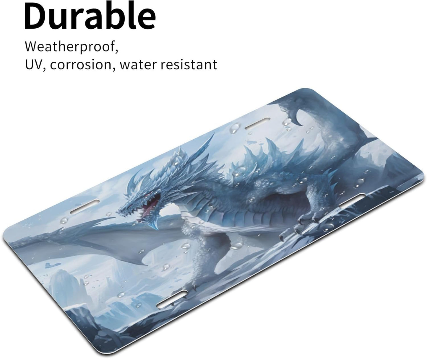 Dragon Animal Blue License Plate Funny Aluminum Front License Plates Decorative Waterproof Rust-Free Metal Car Plate Covers for Women Men Car Tag Accessories fit Truck SUV Rv 12 X 6 Inch