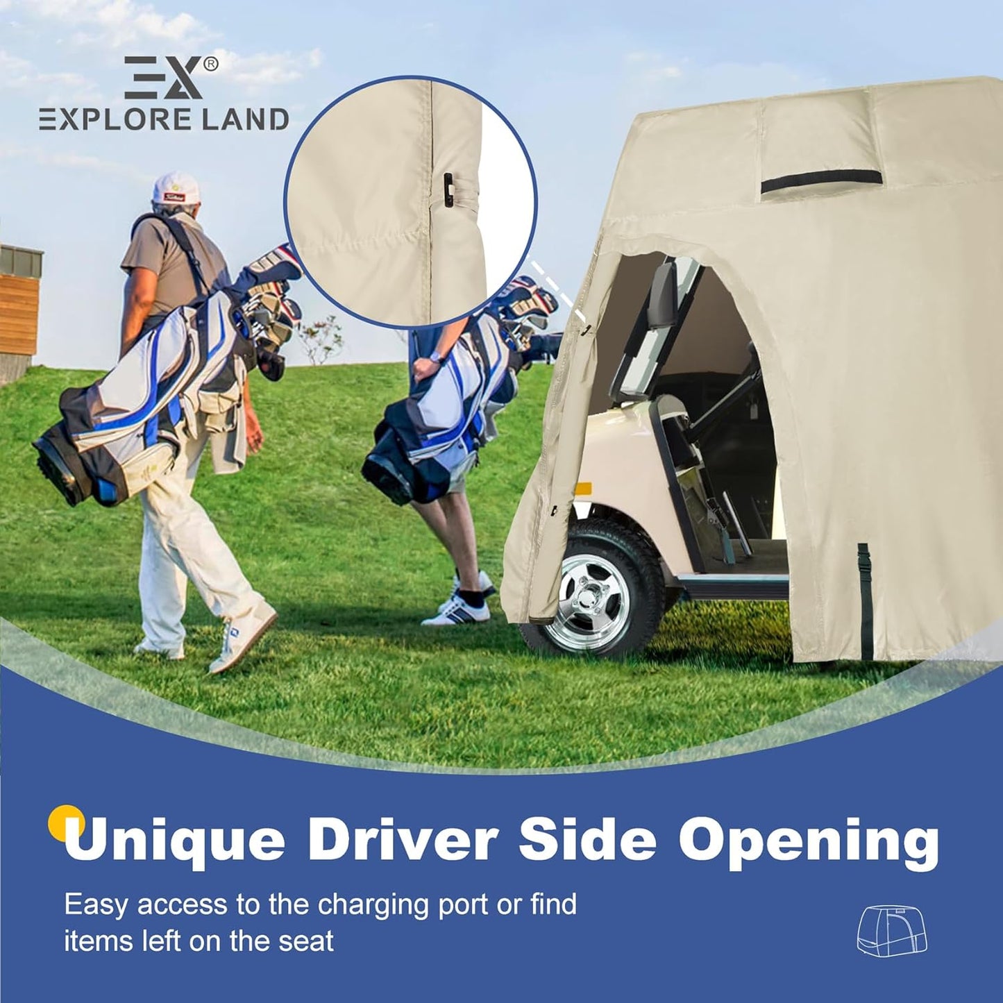 Explore Land Waterproof Golf Cart Cover Universal Fits for Most Brand 2/4/6 Passenger Car