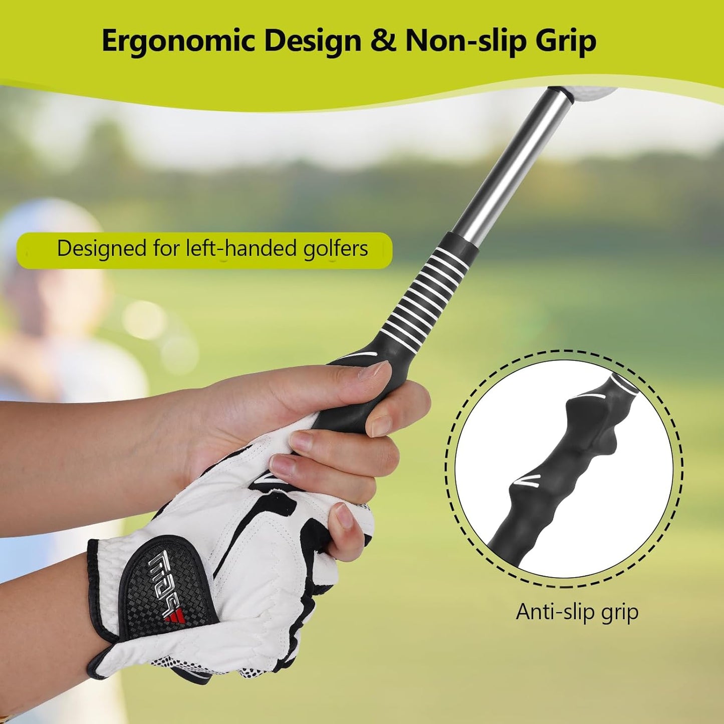 Retractable Golf Swing Aid for Golf Speed Training, Rhythm Click Golf Swing Trainer for Indoor Golf Practice & Outdoor Warm Up, Golf Grip Trainer for Improving Hitting Strength & Tempo