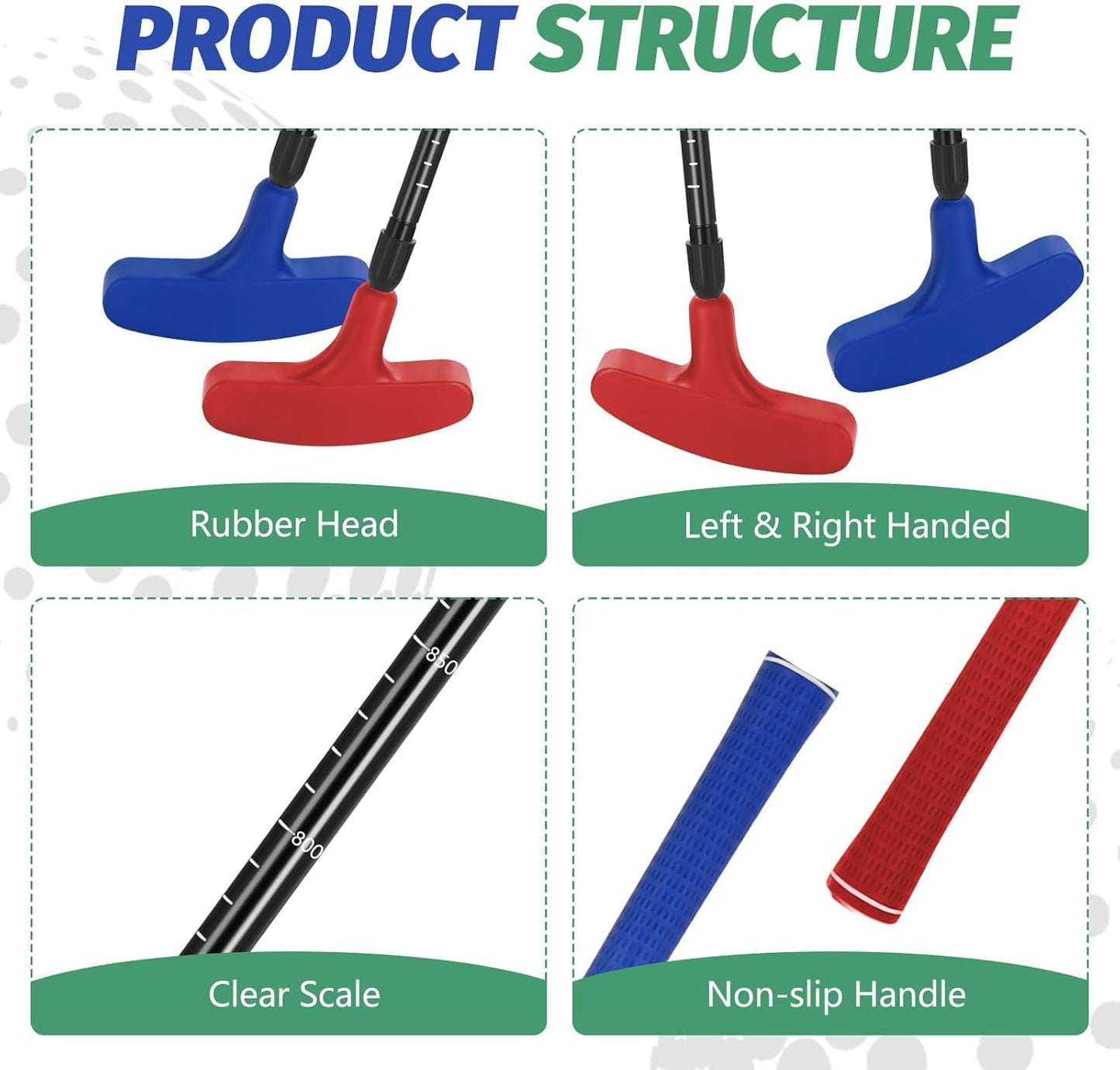 Golf Putter, 2 Pack Golf Putters for Men & Women Two-Way Mini Putter Right or Left Handed Golfers Adjustable Training Club Golf Set with 2 Balls & 2 Flag Cups for Kids,Teenagers, Adults, Blue & Red