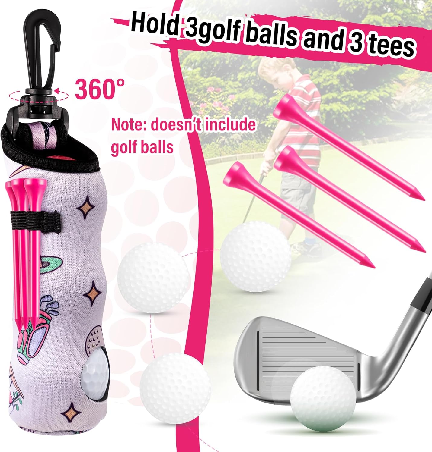 Liliful 12 Pcs Golf Accessories Kit, Include Golf Ball Bag with Hook Towel Tees Magnetic Ball Marker Divot Tool Cleaner Brush for Women Man Gifts