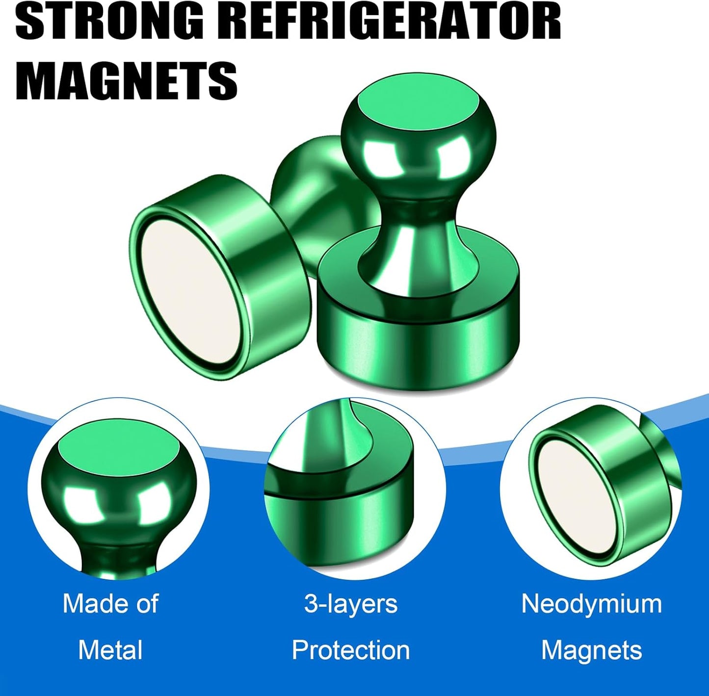 LOVIMAG Fridge Magnets 20Pcs Refrigerator Whiteboard Small Strong Magnet Classroom Kitchen Accessories Decorative Locker Set Decor Must Haves Office Calendar Refrigerador Magnetic Cute Crafts Green