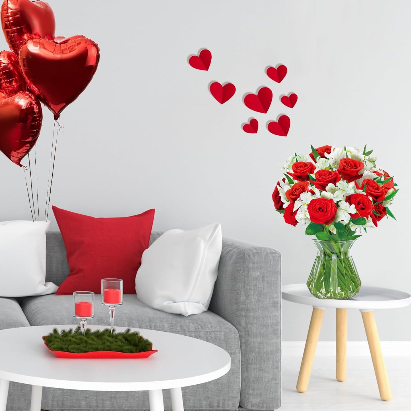 Pop Up Flower Card, 3D Greeting Card – Red Rose & White Lily Mix – For Wife, Girlfriend – Perfect for Love, Anniversary, Valentine’s