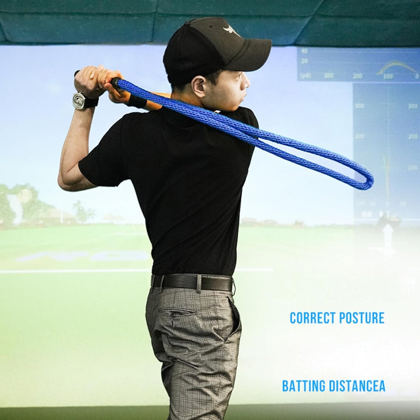 Golfs Swing Practice Rope Trainer Adjustable Assistance Exercises Ropes Elastic Golfs Postural Correction Golf Swing Rhythm Trainer