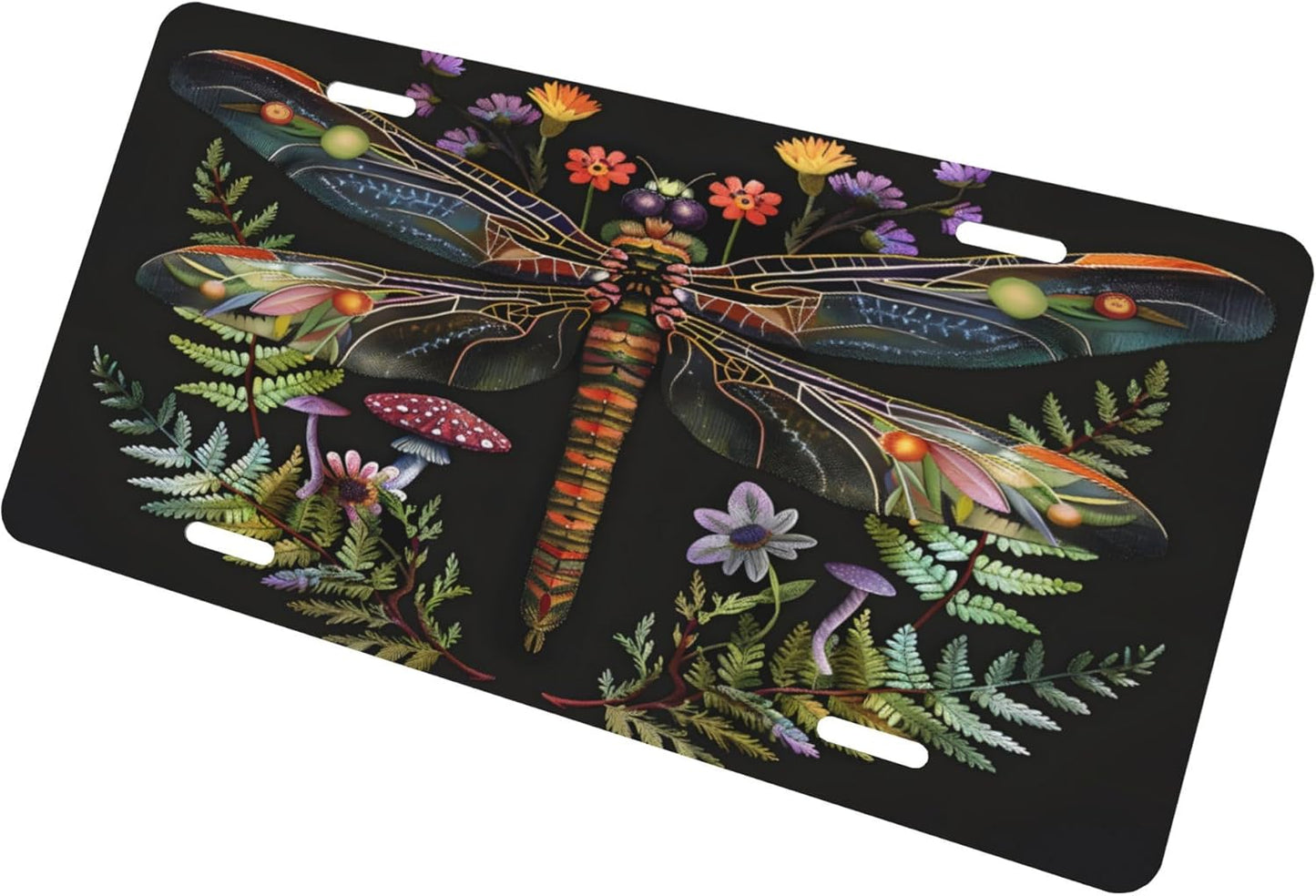 Custom License Plate Personalized Dragonfly Animal Funny Aluminum Front License Plates Decorative Rust-Free Metal Car Plate Covers for Women Men Car Tag Accessories fit Truck SUV Rv 12 X 6 in