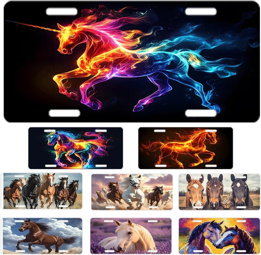 Custom License Plate Personalized Animal Horse Funny Aluminum Front License Plates Decorative Rust-Free Metal Car Plate Covers for Women Men Car Tag Accessories fit Truck SUV Rv 12 X 6 in