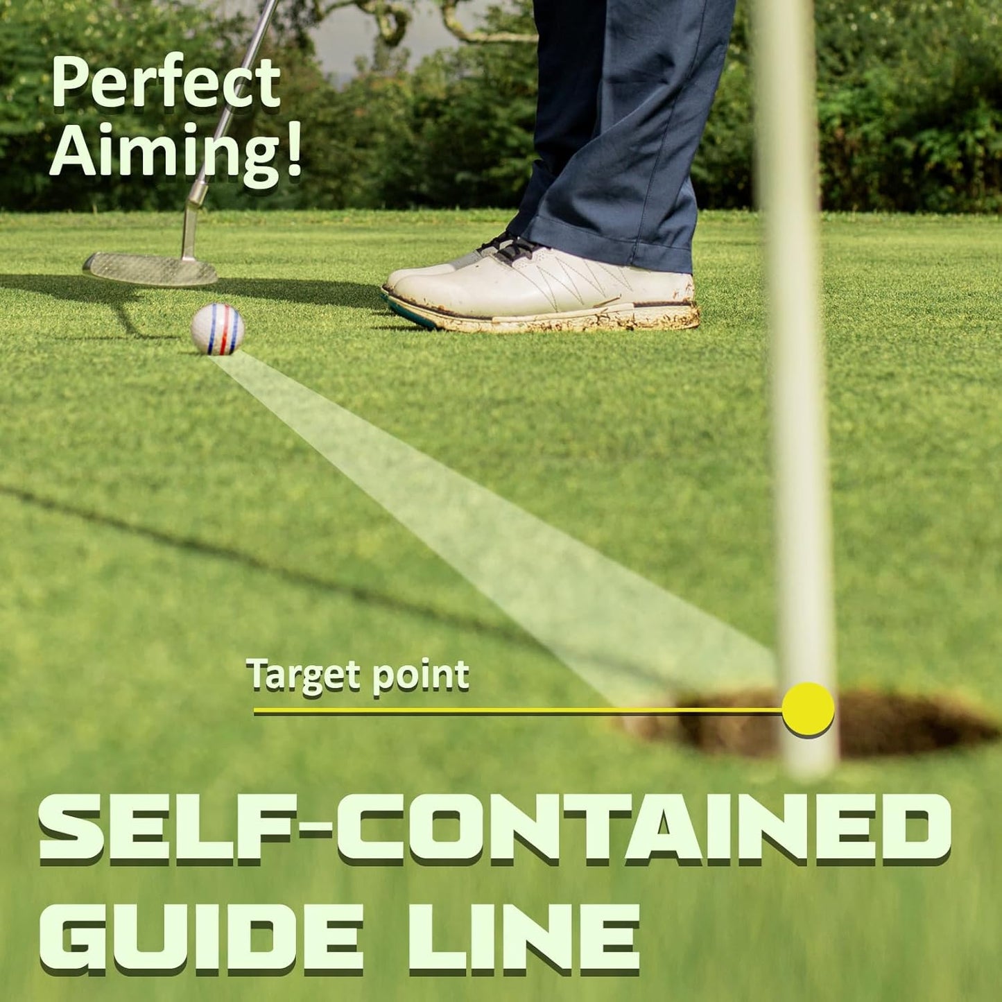 1 Pack 360° Triple Line Golf Ball Marker，Golf Ball Line Marker Tool，Golf Ball Marker Stencil，Alignment Ball Marker，Golf Accessories