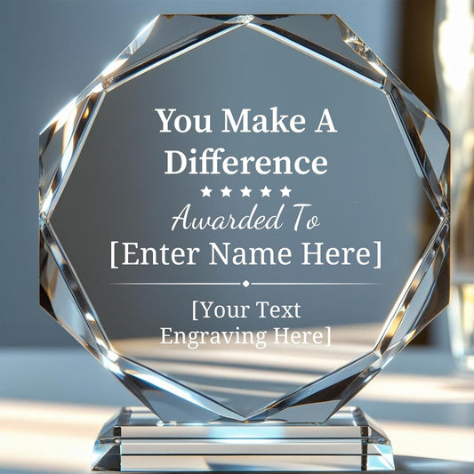 Personalized Crystal Trophy Award – Custom Awards and Trophies for Employees, Coworkers, Boss – Retirement, Farewell, Appreciation, Recognition Gifts – Custom Plaques