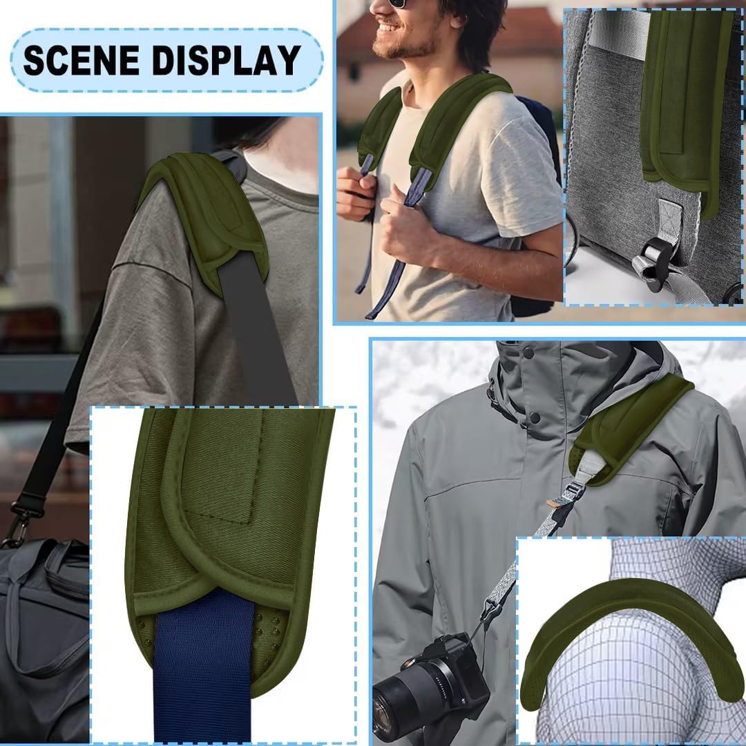 ZINZ 2-Pack Universal Shoulder Pad with Ultra thick Cushion for Bag Luggage Bag Crossbody, Plus Long & Anti-Slip & Breathable,Green