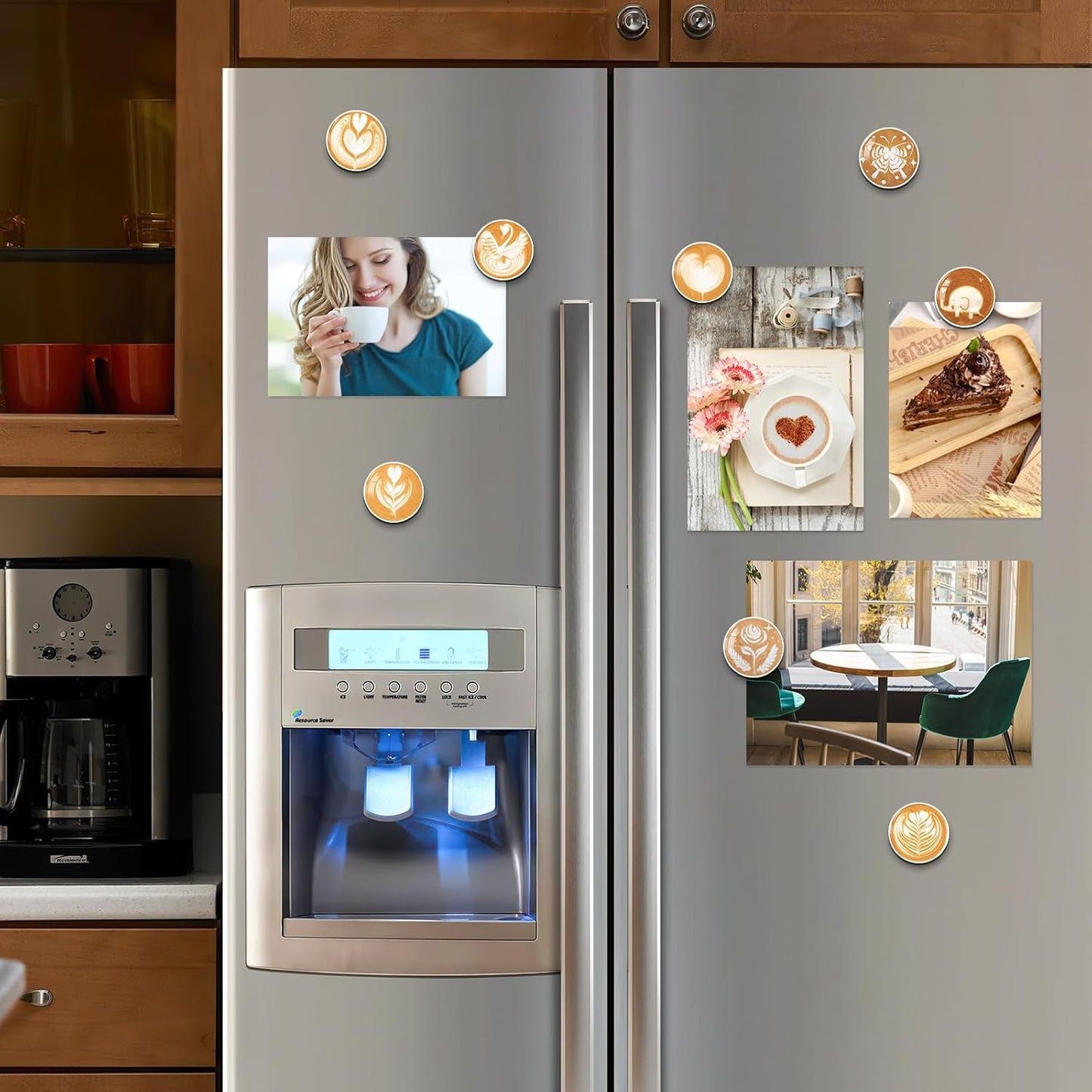 MORCART 16PCS Refrigerator Magnets, Latte Art Fridge Magnets Decoration for Locker Whiteboard Decorative Magnetic Board Cabinets Classroom Office Cubicle School (Latte Art)