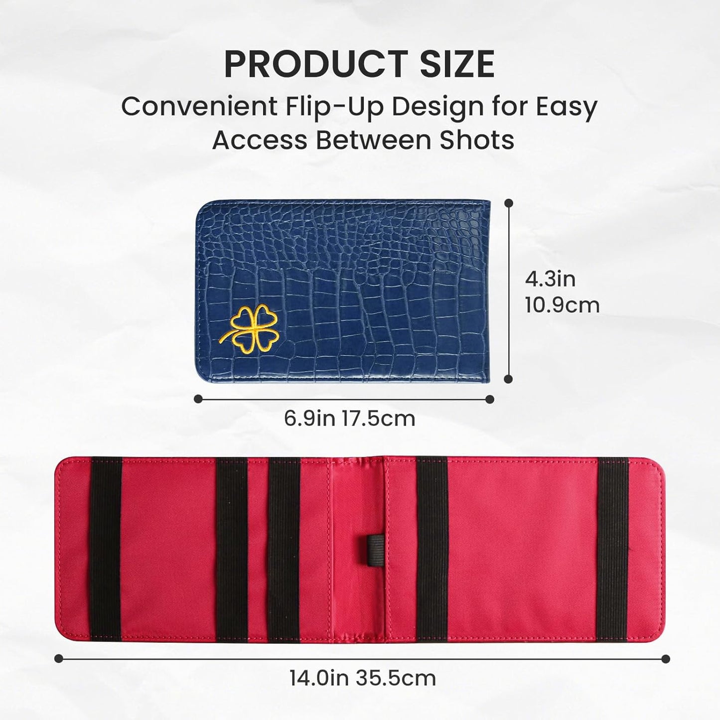 FINGER TEN Golf Scorecard Holder Leather Yardage Books Cover Lucky Clover with 2 Free Pencil Value Pack Deluxe Pocket Score Card Covers Gift for Men Women Golfer