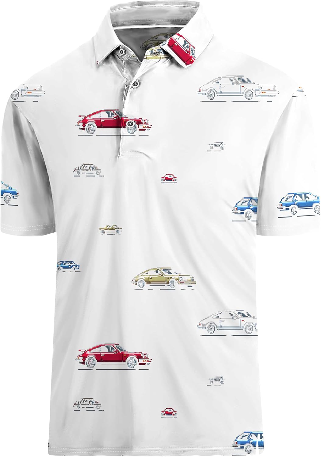 Hodaweisolp Golf Shirts for Men Dry Fit Print Moisture Wicking Performance Short Sleeve Polo Shirt