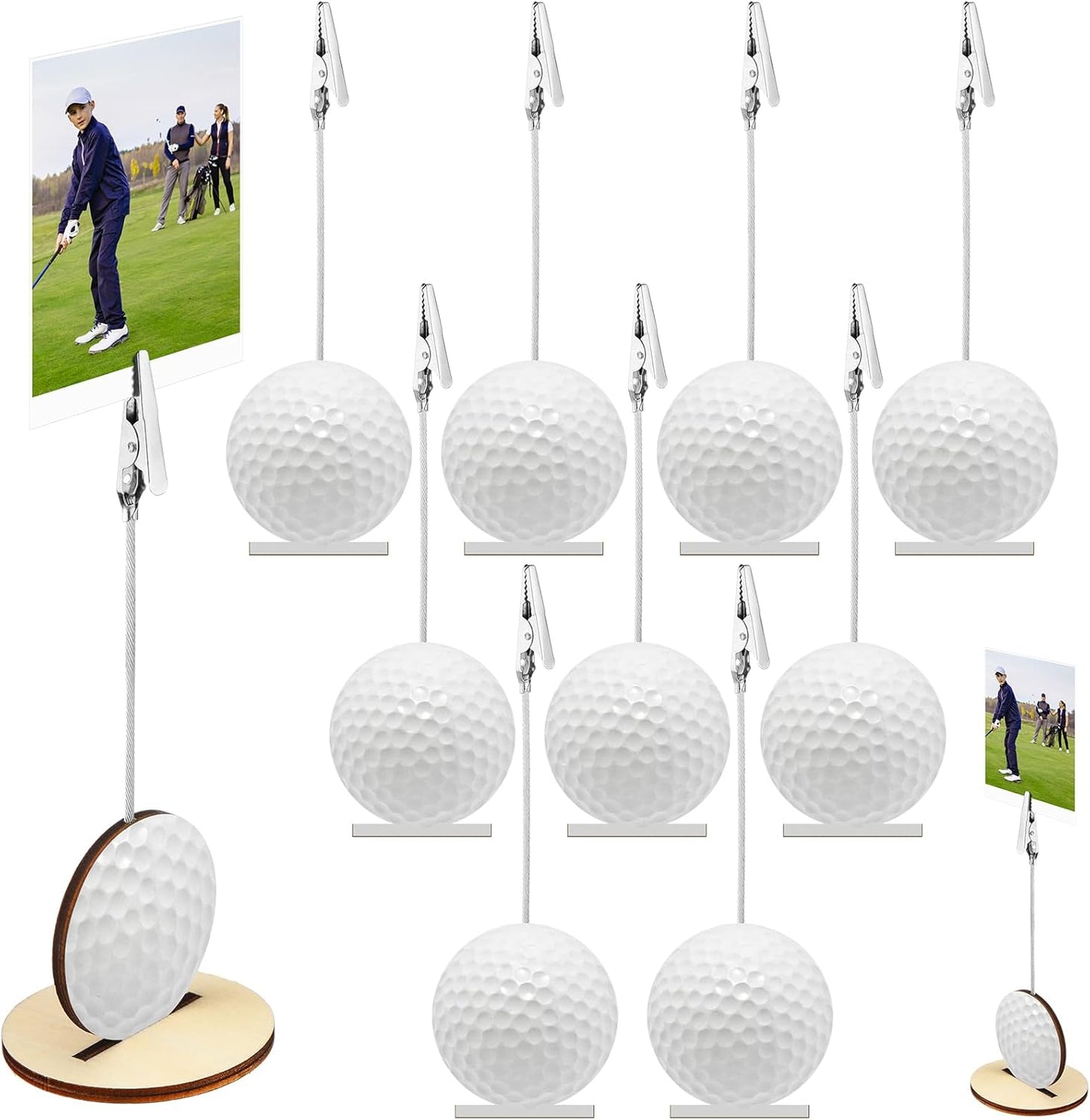 20 Pcs Base Memo Clip Holder Table Number Card Place Holders Stand Note Paper Clip Centerpieces for Table Party Favors Photo Stand Events Decoration(Golf)