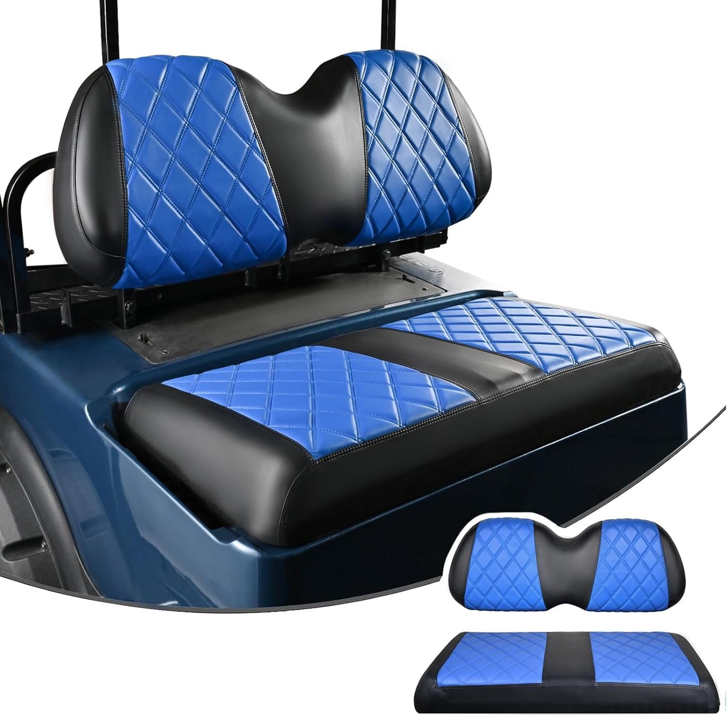 NOKINS Golf Cart Diamond Seat Covers Kit, Fit for Club Car Precedent OEM Standard Front Seat Cushion, Golf Cart Vinyl Seat Cover, No Nails Required