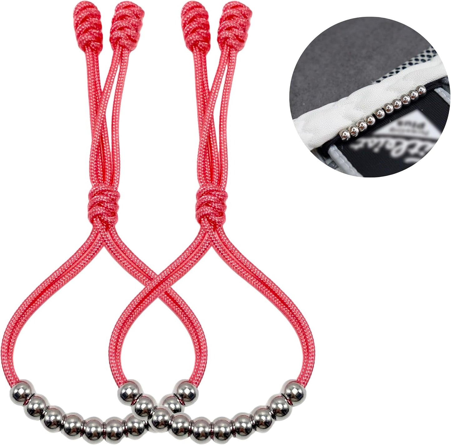 LAMIBEE Pack of 2 Golf Glove Bead Stroke Counter, 10 Stainless Steel Beads Score Counter for Gloves, Stroke Count Resizable Easy to Adjust Golf Round Scoring Tracker Accessory