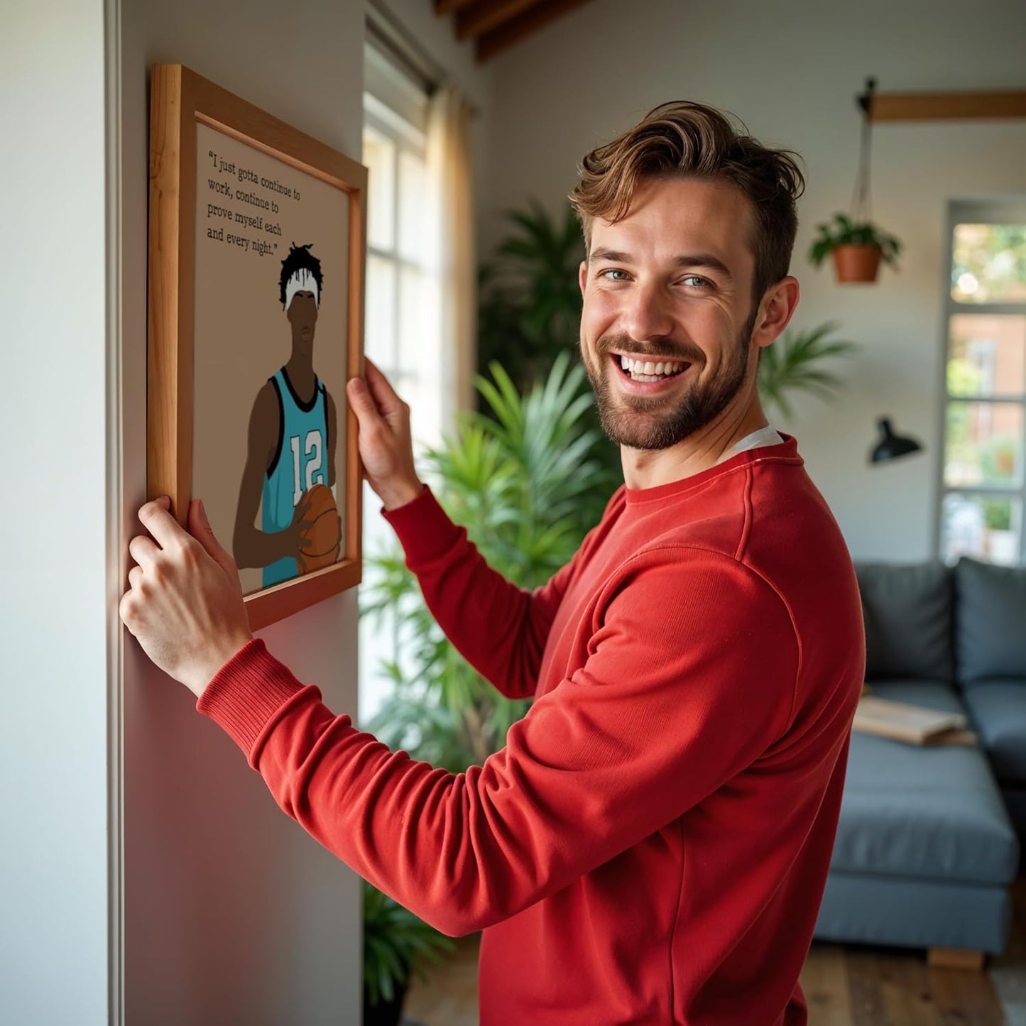 LOLUIS Motivational Basketball Superstar Hand-Drawn Artwork Sport Quote Wall Art Decorations (Unframed 8"x10", Basketball Player 2)