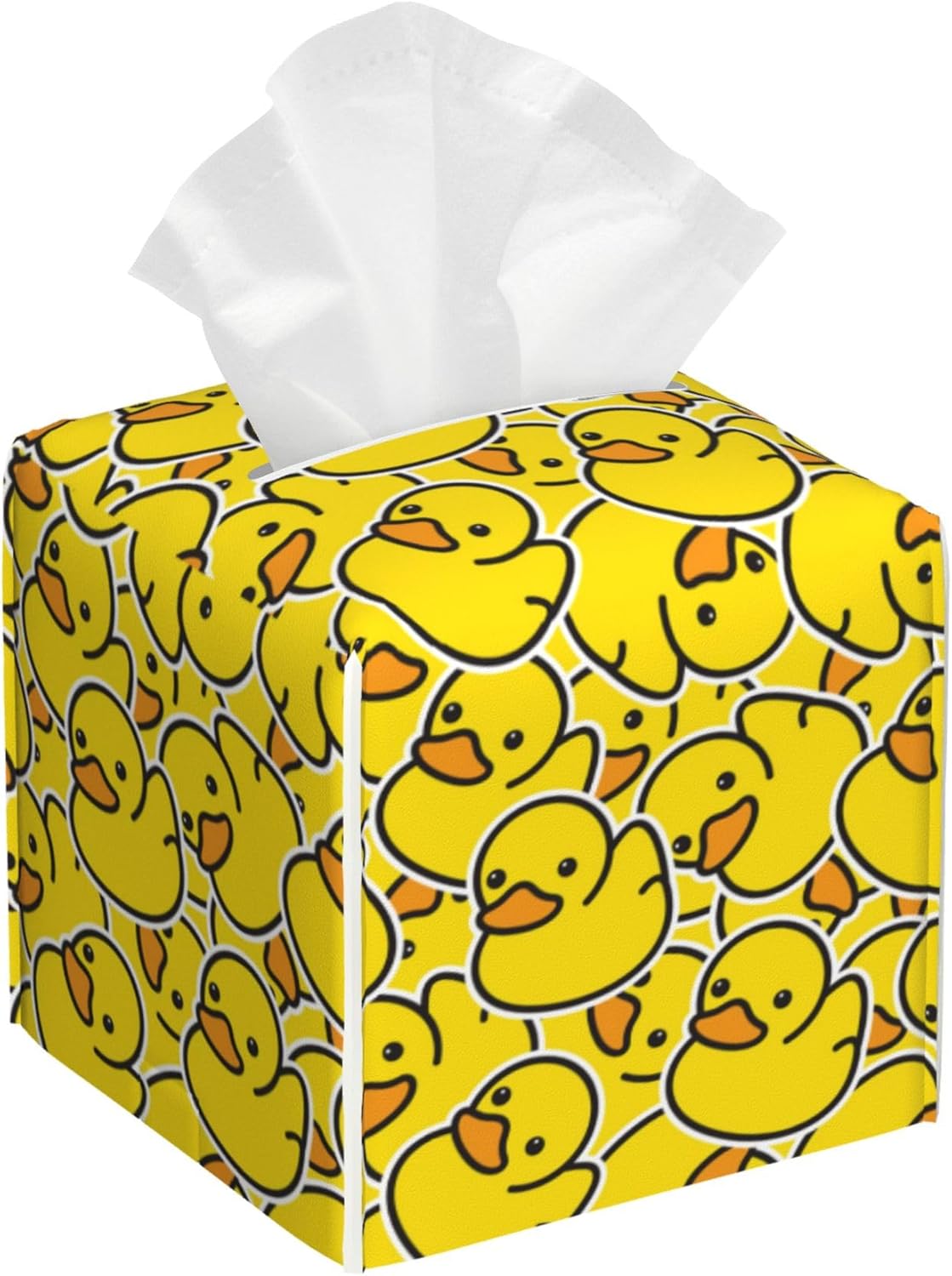 Rubber Duck Tissue Box Cover Square, Tissue Box Holder Leather Facial Paper Case Decorative Organizer Holder Dispenser Home Office Car Decor