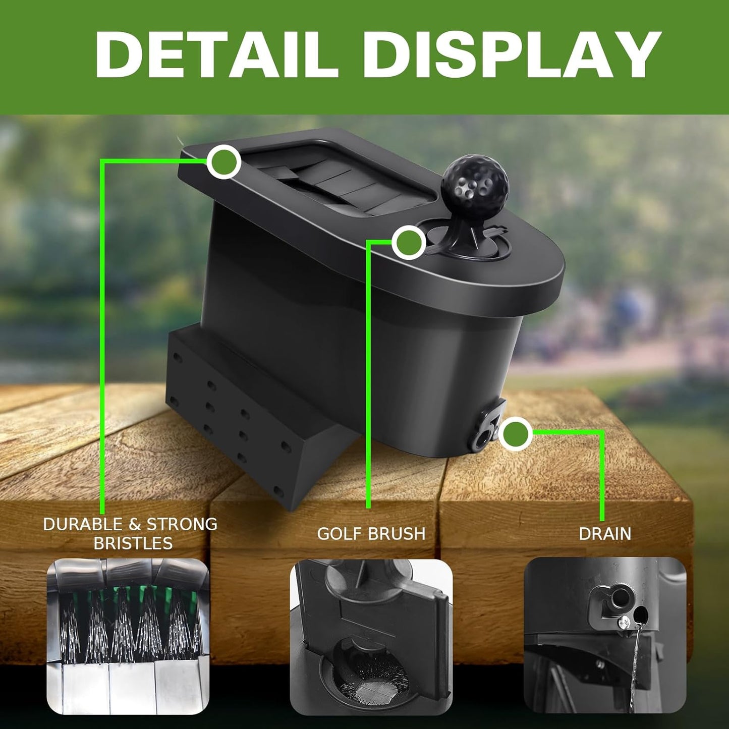 Golf Cart Ball Washer and Club Cleaner Kit with Side Bracket, Golf Ball Washer Cleaner for EZGO, Club Car, Yamaha, Advanced EV, Star EV, Universal & Detachable