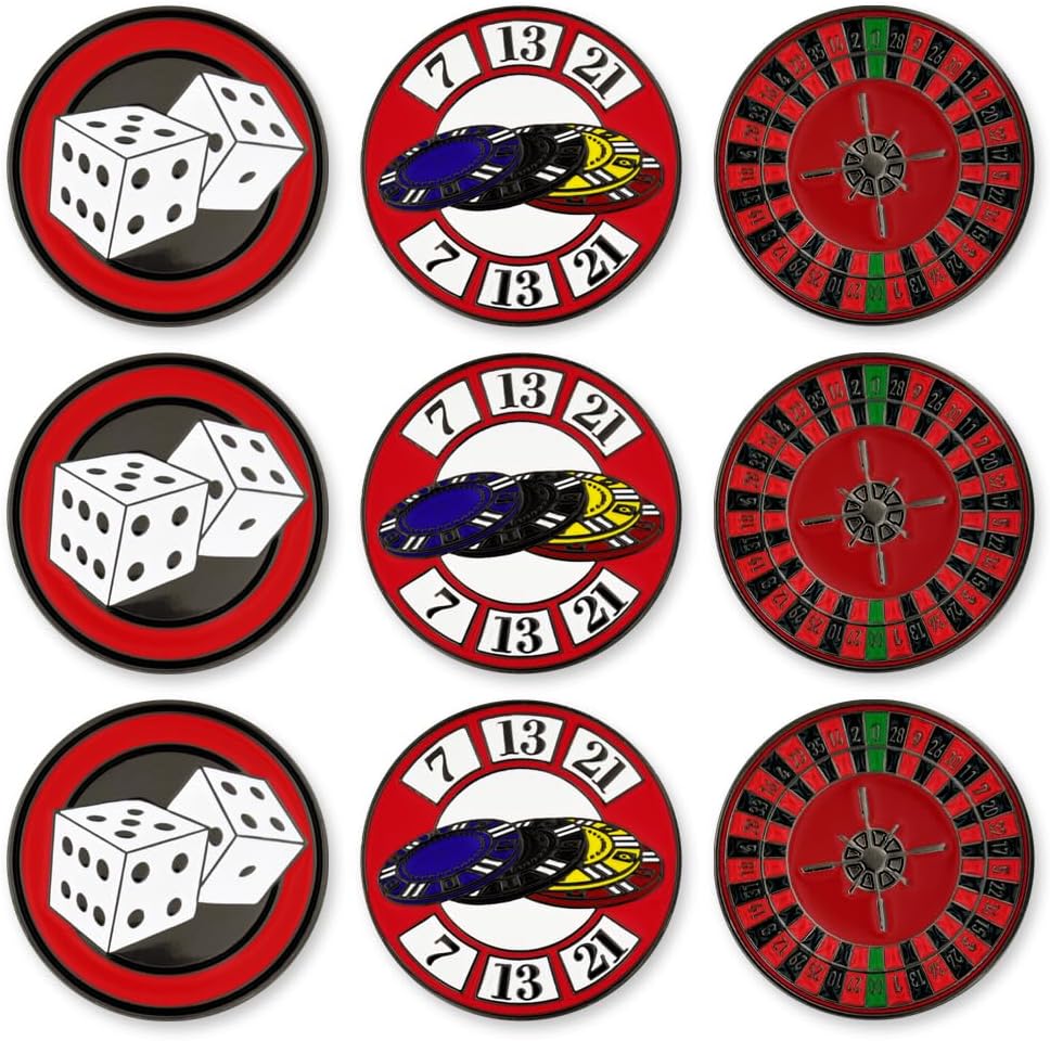 PinMart’s Mix Bundle Pack of 9 Golf Ball Markers - Golf Accessories for Men and Women – United States Eagle and American Flag Magnetic Ball Markers Set of 9