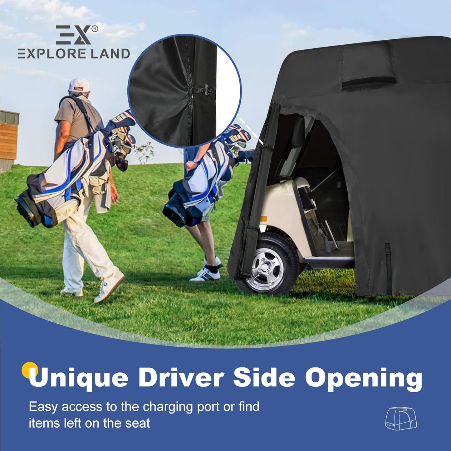 Explore Land Waterproof Golf Cart Cover Universal Fits for Most Brand 2/4/6 Passenger Car