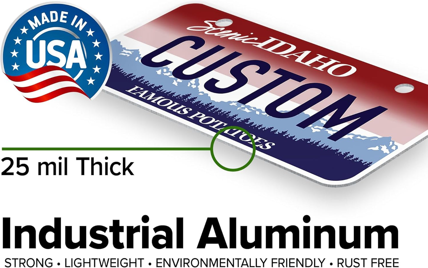 Mini License Plates, Personalized License Plates, Custom for Car, Bikes, ATV, Kids Car, Golf Cart, Jeep, 2x4 Inch, Rust-Free Fade Resistant Aluminum, USA Made by My Sign Center (Idaho)