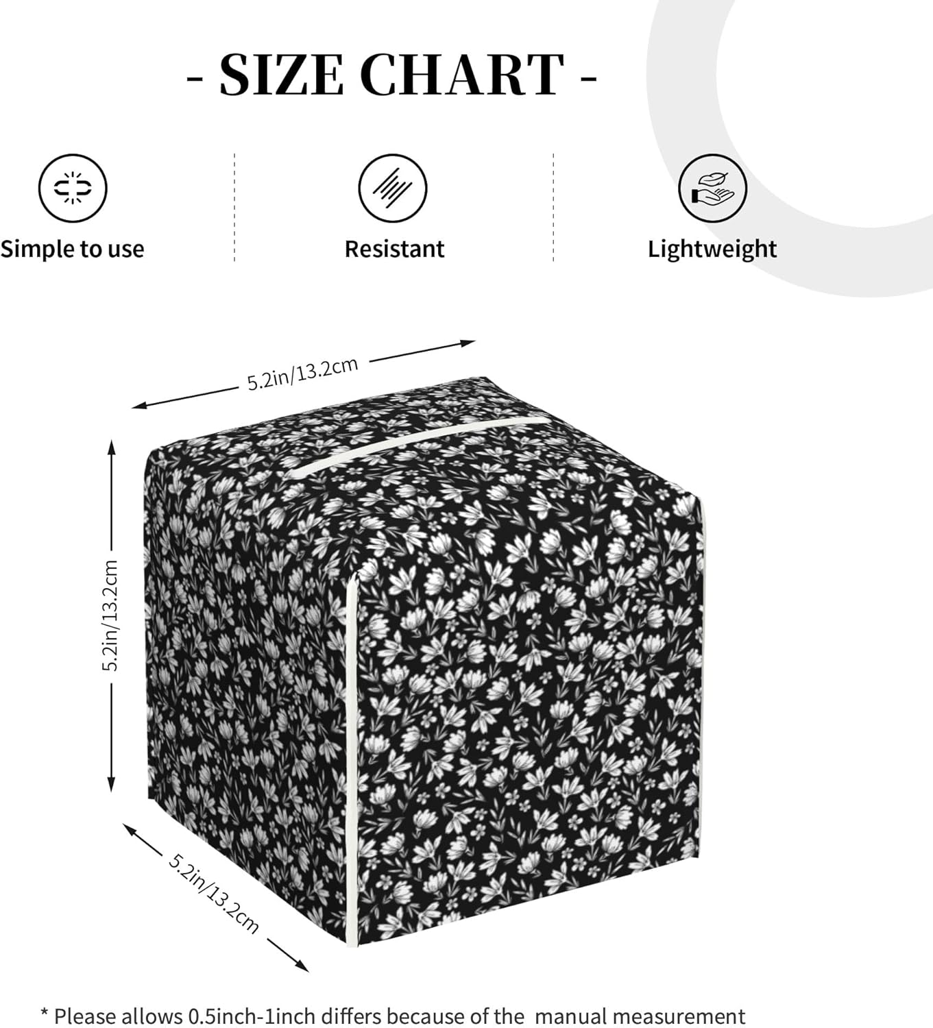 Leather Tissue Box Holder Black and White Flowers Tissue Box Cover Square Waterproof Tissue Holder Organizer Modern Napkin Holder for Bedroom Dresser Night Stand Office Desk