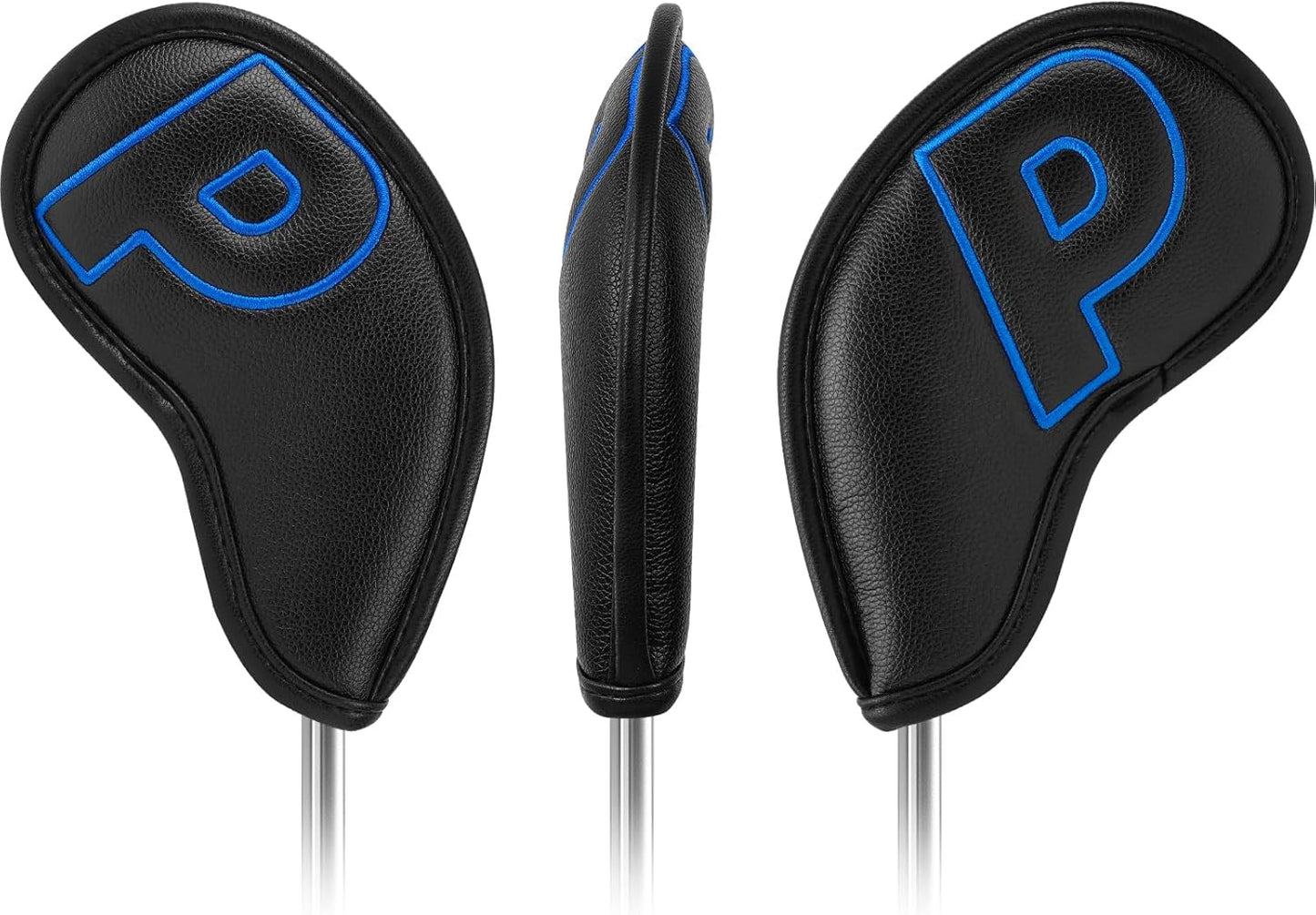 Craftsman Golf 10pcs Red No. on Both Sides Magnetic Closure Classic Black Leather Iron Headcover Covers Set Travel Cases Protector Available Custom with Name