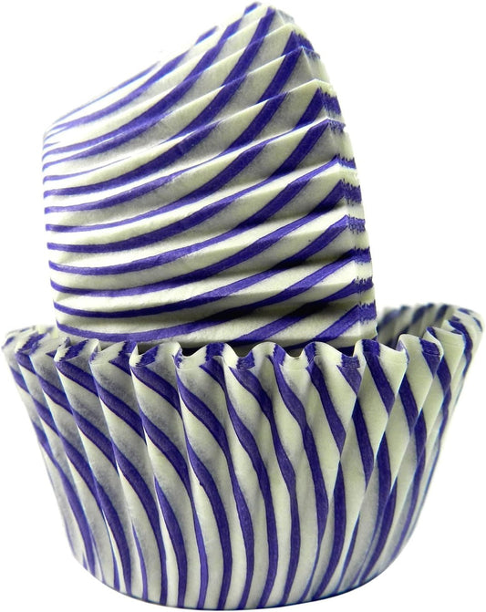 Regency Wraps Greaseproof Professional Grade Baking Cups, Pack of 40, Standard Liners, Purple Pisa Stripe, for Cupcakes, Muffins, Candy, Non Stick
